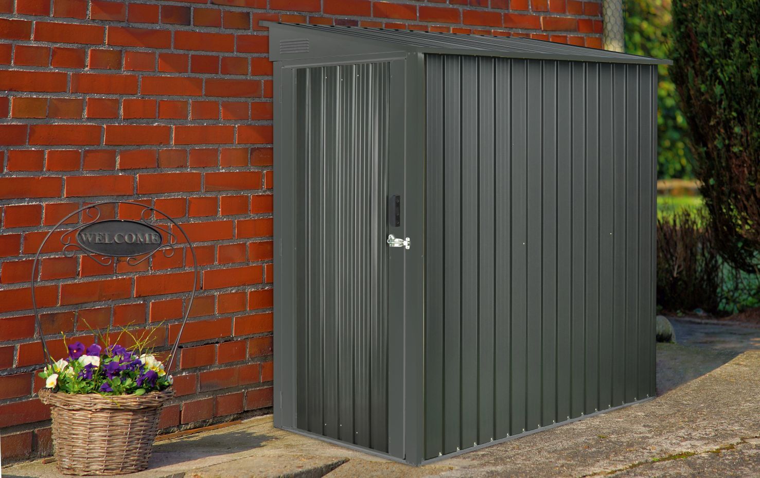 Anlehn-Gartengerätehaus mit Schrägdach