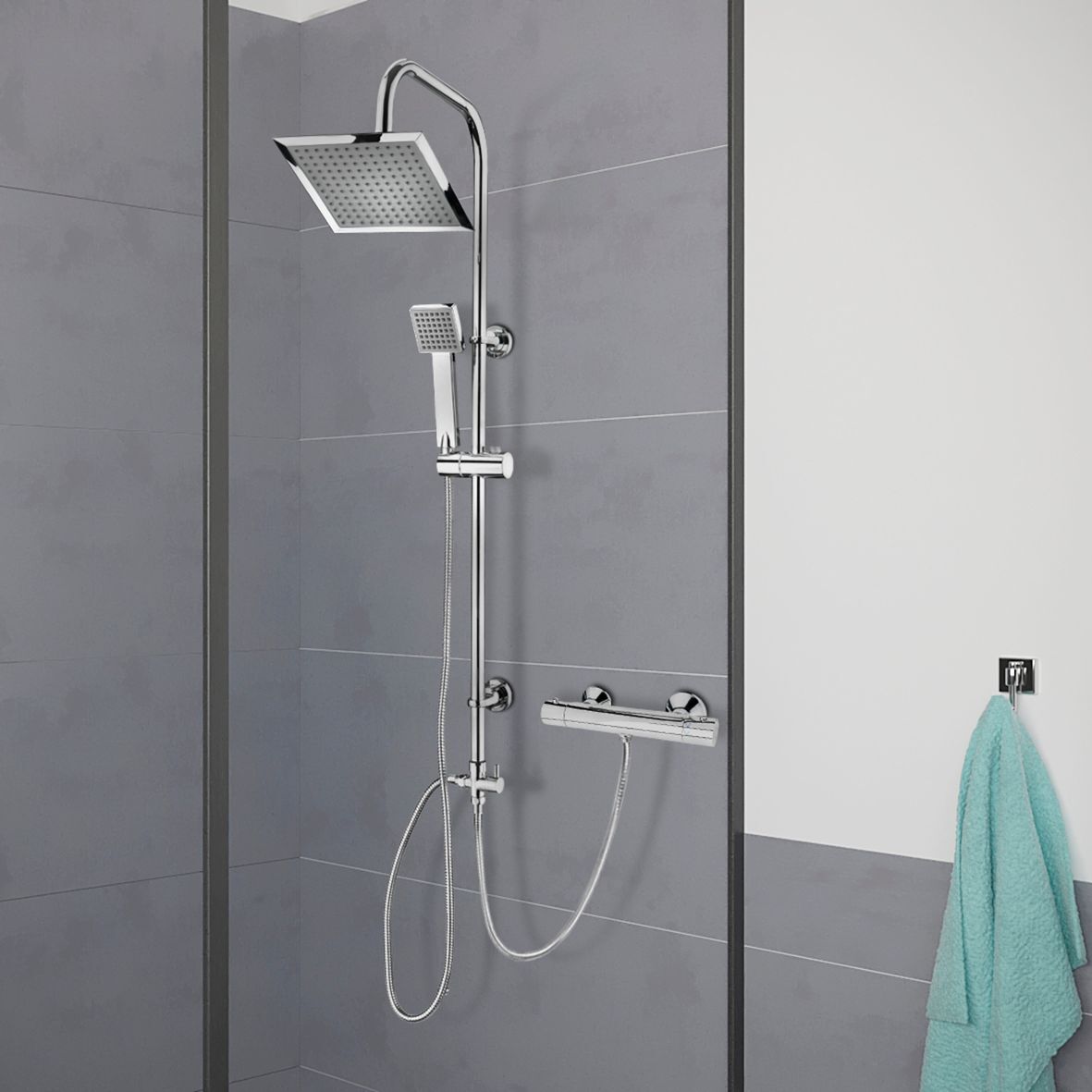 CARBALLO Überkopfbrauseset eckig chrom bei leitermann.de günstig kaufen CARBALLO Überkopfbrauseset eckig chrom