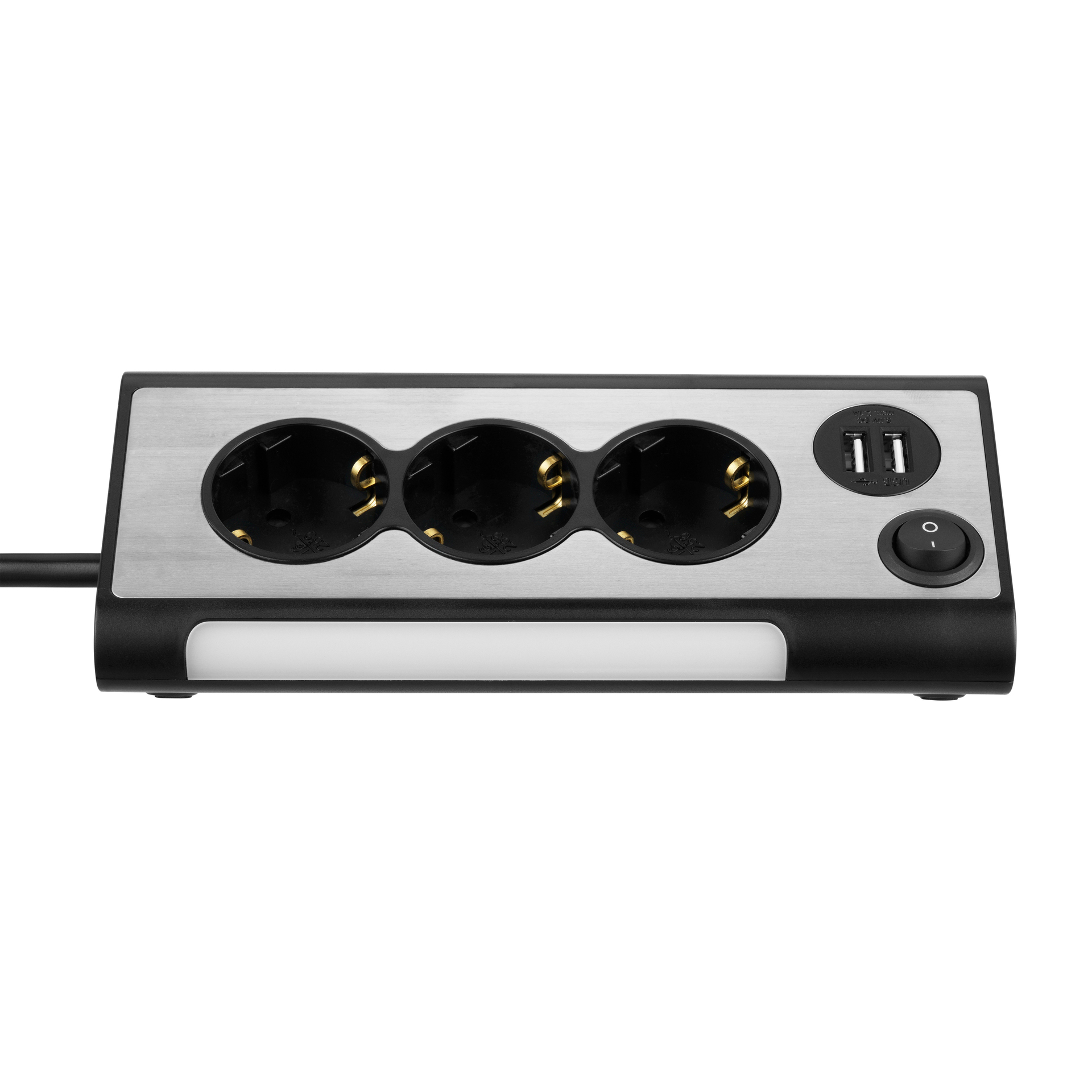 Steckdosenleiste LIGHTSOCKET 3-fach + 2xUSB + LED Licht 0,5W