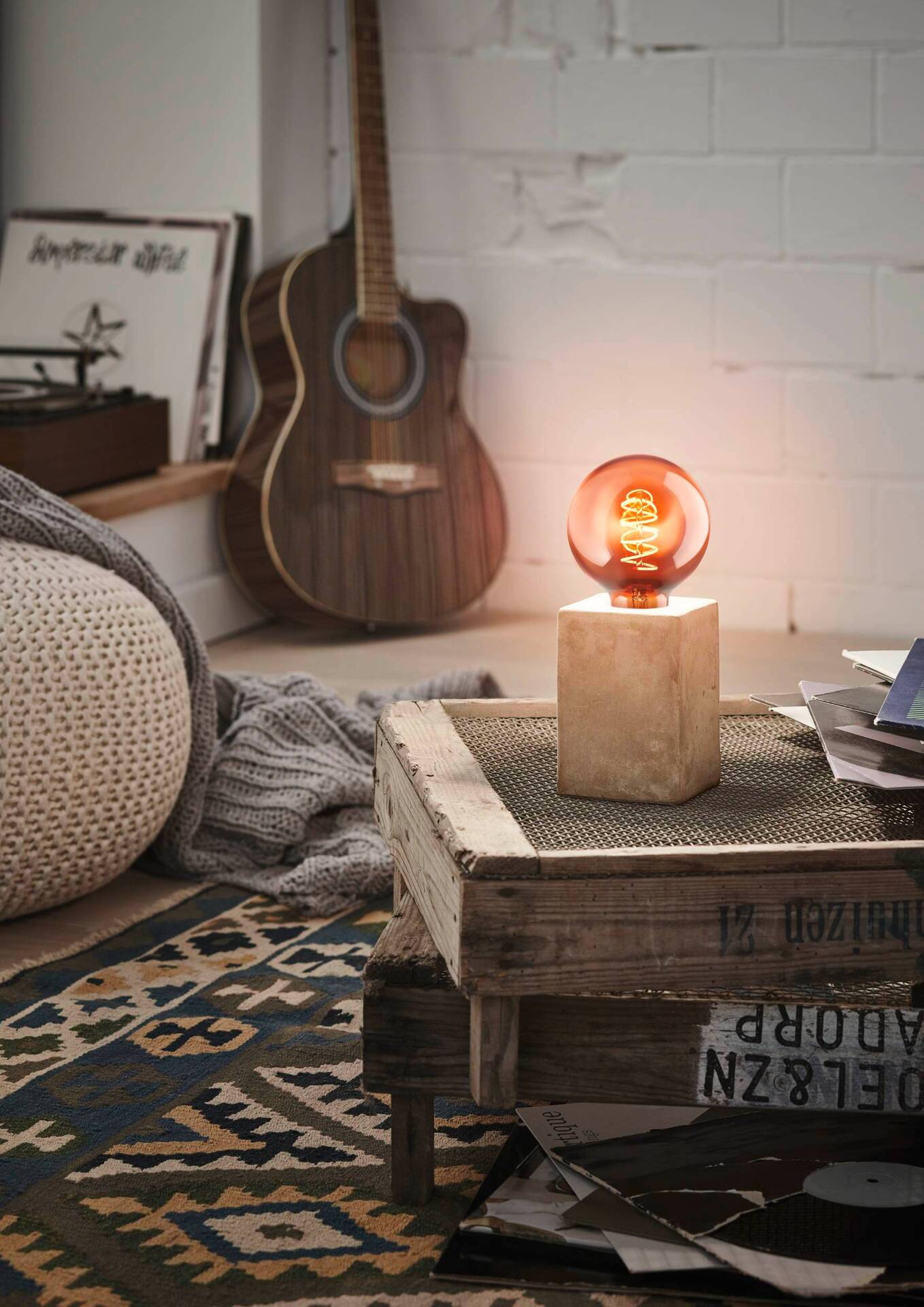 Tischleuchte PRESTWICK Keramik grau Stahl