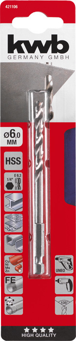 HSS-Bohrer 1/4 Zoll 6-kant