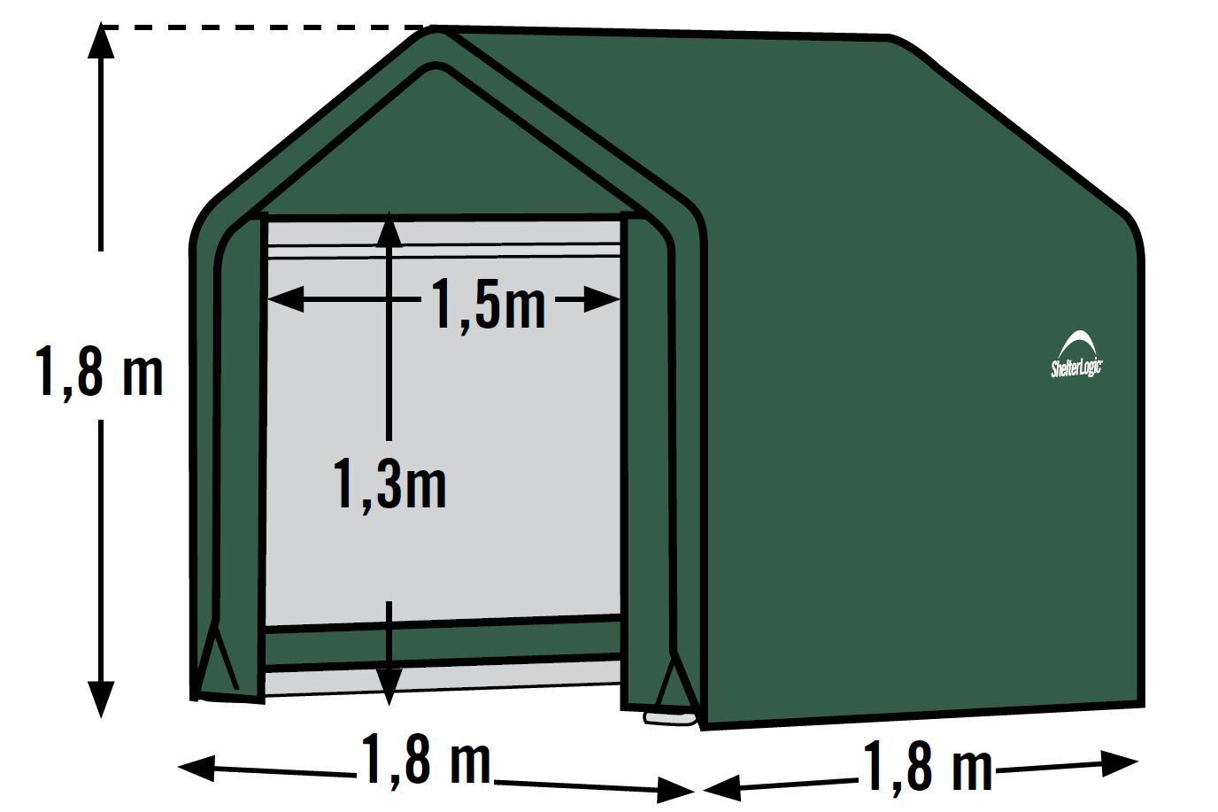 180x180 - ShelterLogic Foliengerätehaus cm grün | LEITERMANN Leitermann