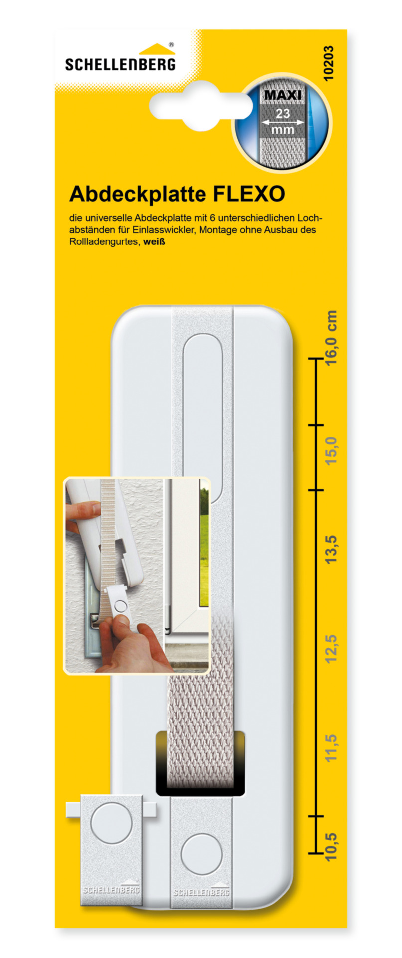 Gurtwickler-Abdeckplatte FLEXO Maxi, mit 6 Lochabständen