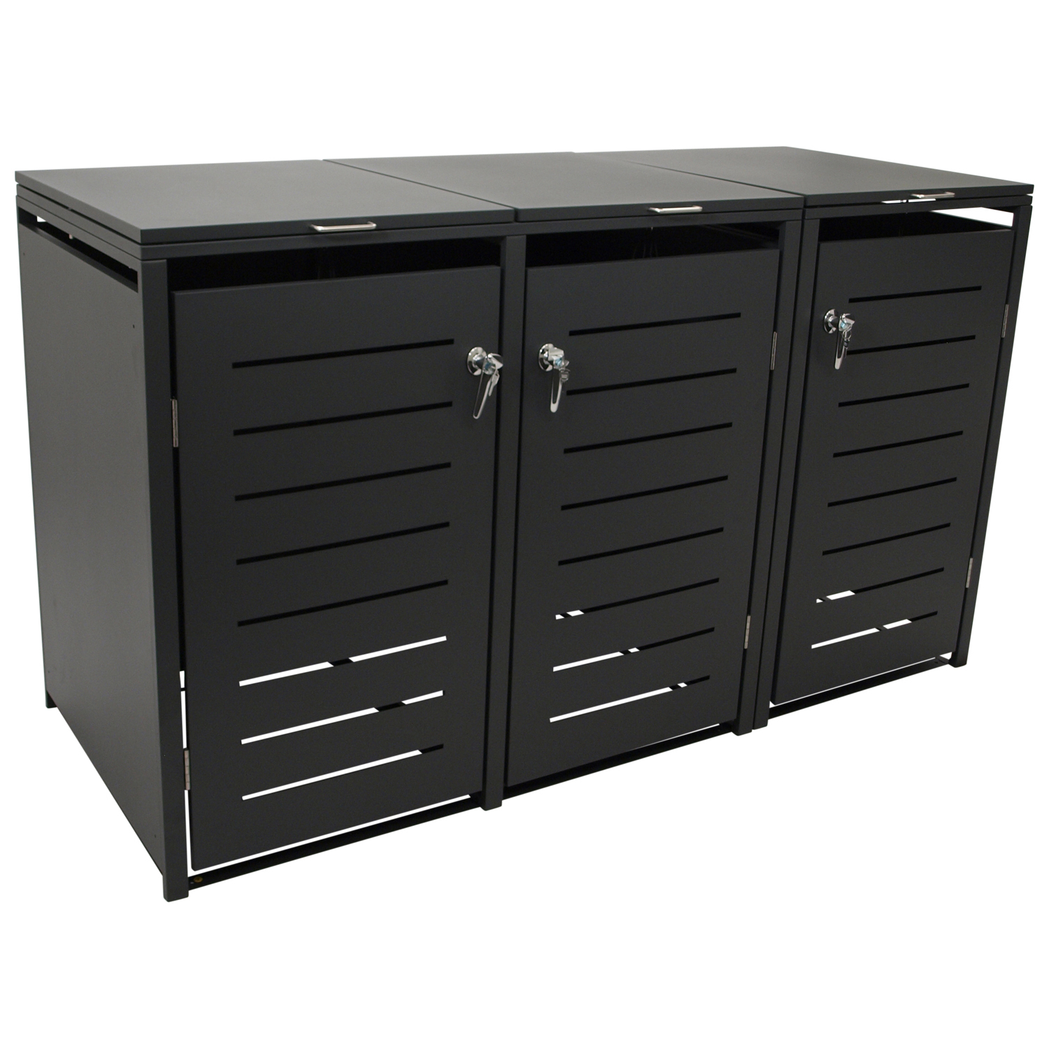 Mülltonnenbox 3-er, Stahl verzinkt