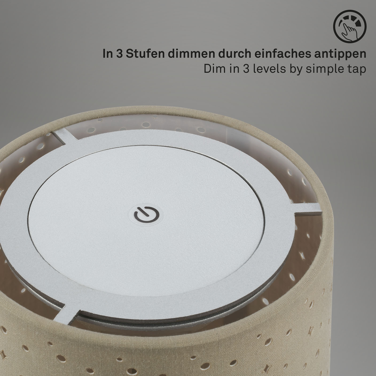 Plug&Play Akku LED Tischleuchte LONI, taupe