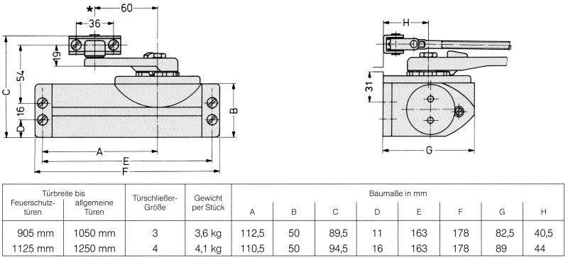 Türschließer TS 59 Dorma Größe 3 silberfarbig bei leitermann.de günstig kaufen Türschließer TS 59 Dorma Größe 3 silberfarbig