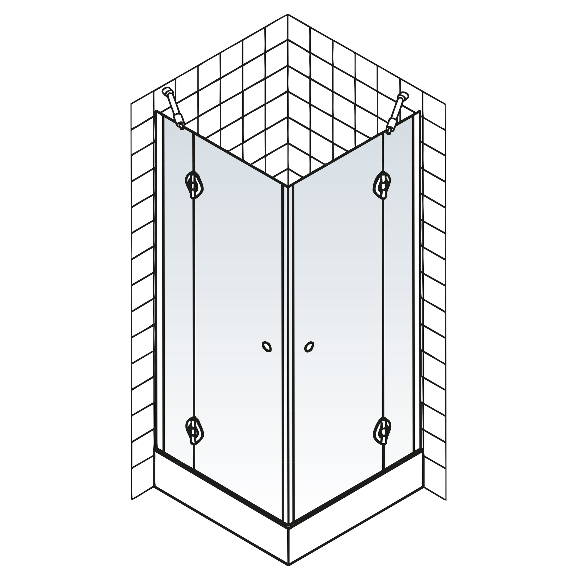ExpressPlus MasterClass Eckdusche mit Nebenteil + Duschwanne, 90x90x200cm