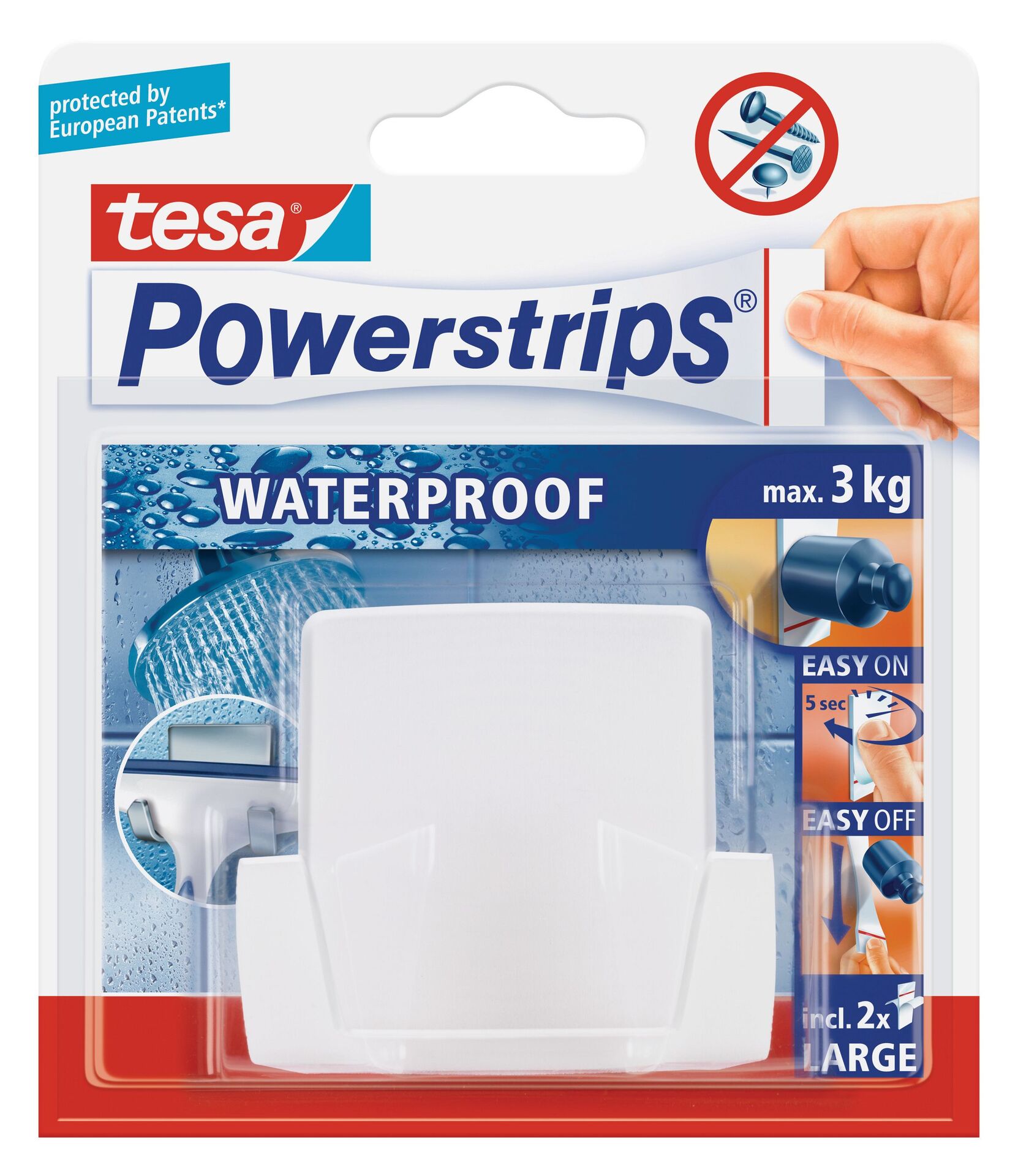 Tesa Powerstrips Waterproof 2er Haken Wave