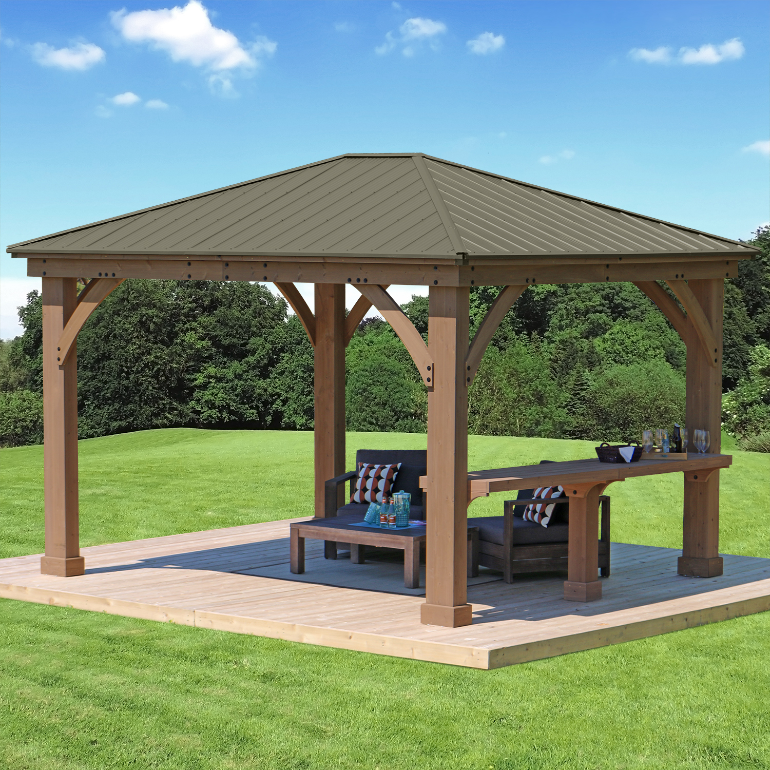 Seitenablage Holzpavillon Devon 12x12 und 12x14 bei leitermann.de günstig kaufen Seitenablage Holzpavillon Devon 12x12 und 12x14