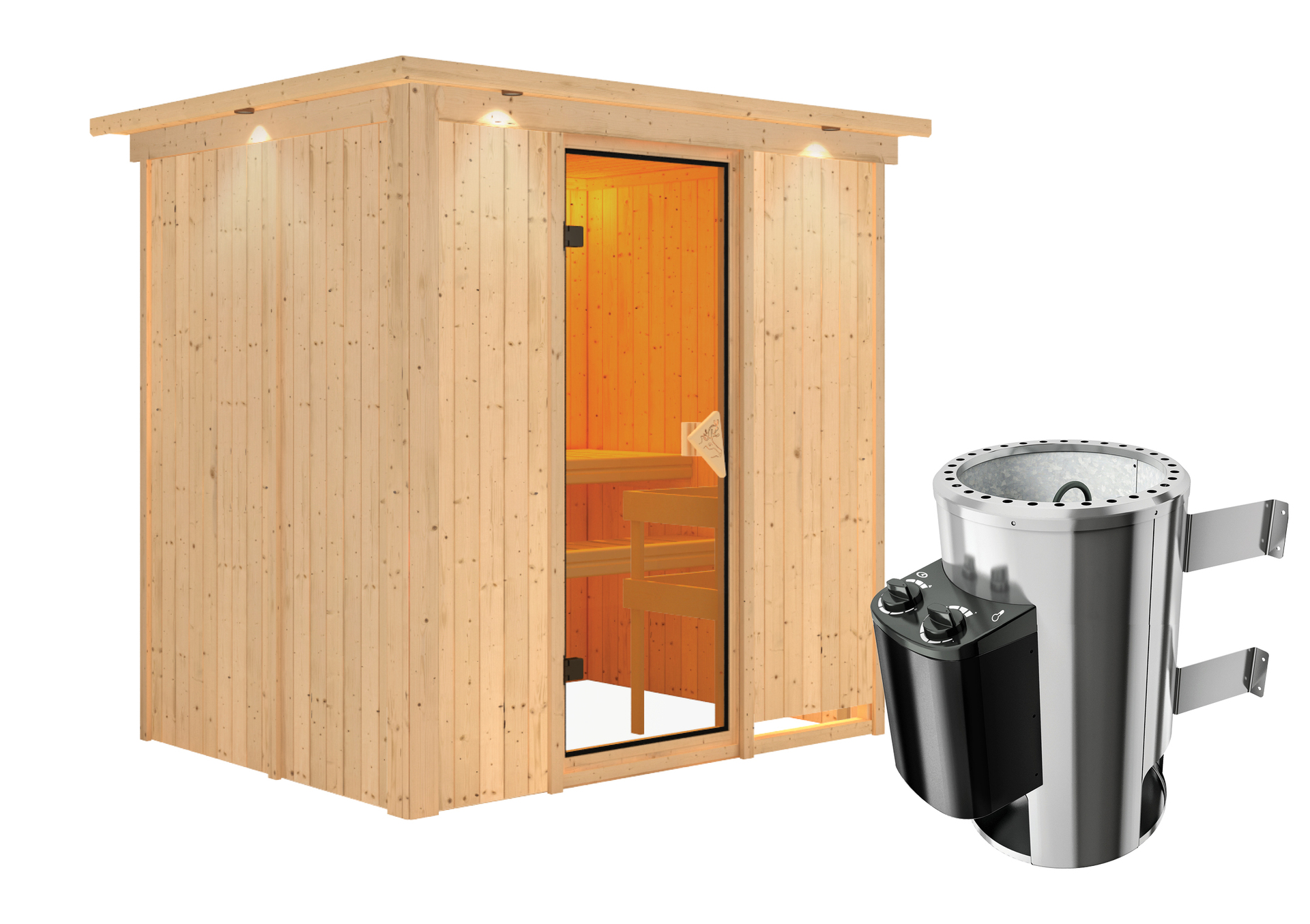 Sauna Kircholm mit Zubehör-Set 196x151x198cm, Fronteinstieg