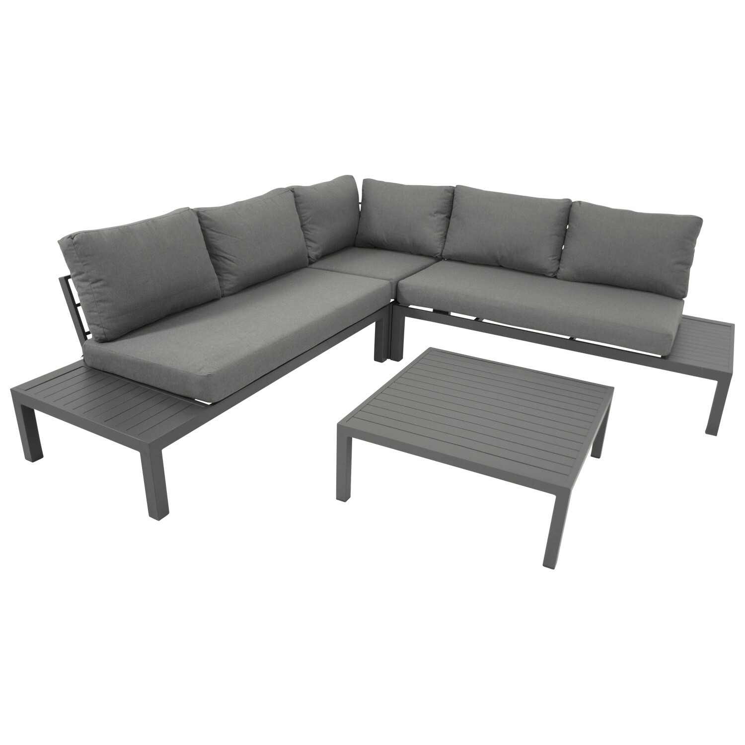 Eck-Lounge Set mit Tisch, Aluminium grau bei leitermann.de günstig kaufen Eck-Lounge Set mit Tisch, Aluminium grau