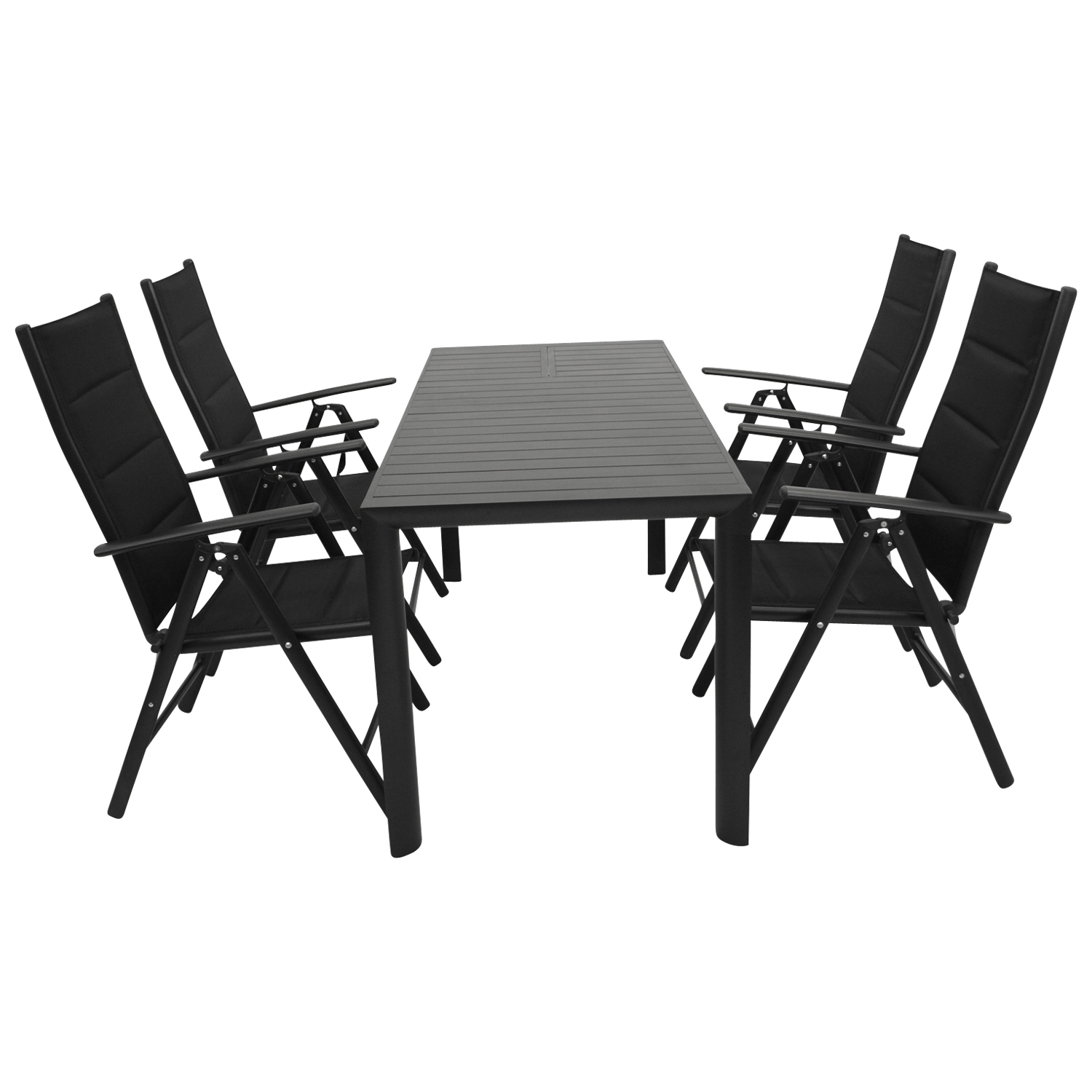 Garnitur 5-teilig, Aluminium, Kunstgewebe schwarz