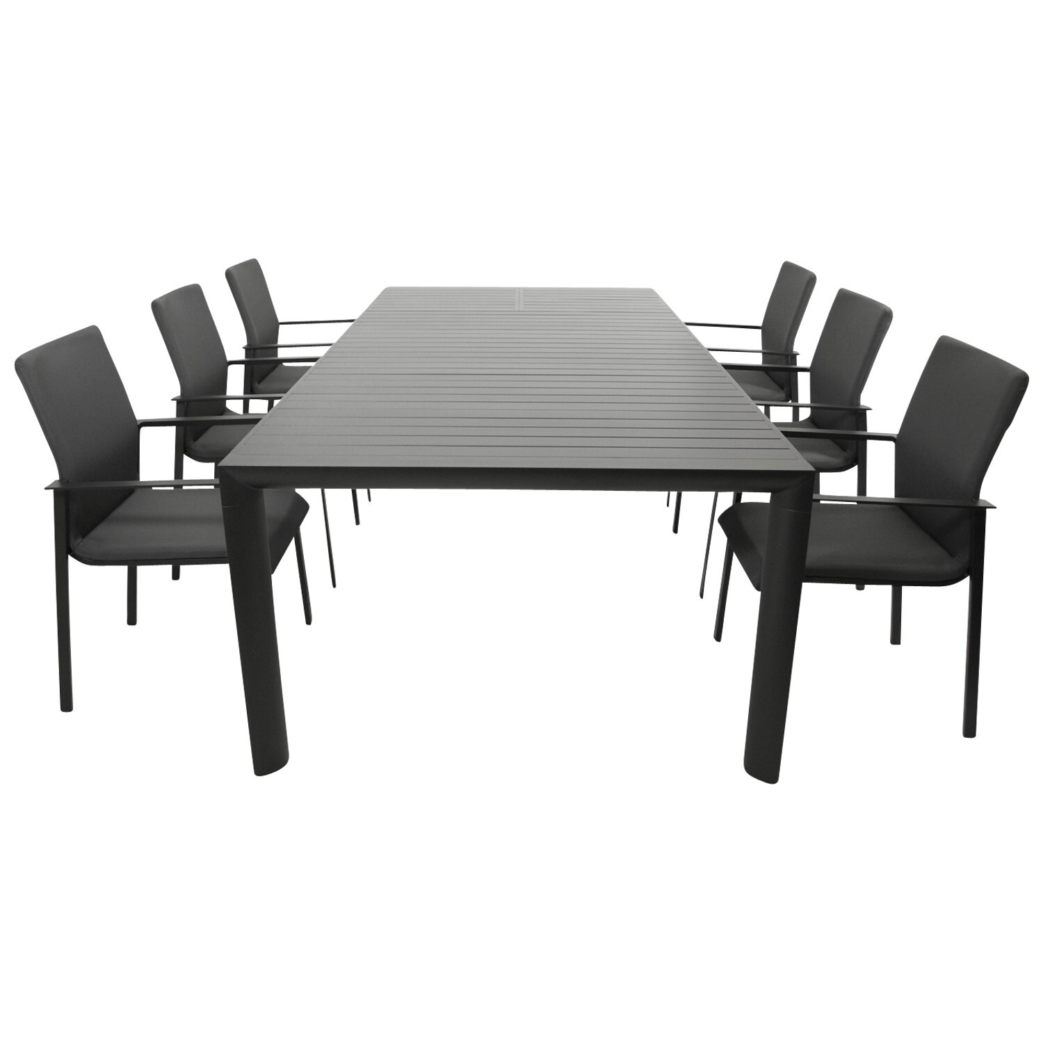 Garnitur 7-teilig, Aluminium, Kunstgewebe, Tischplatte Alu