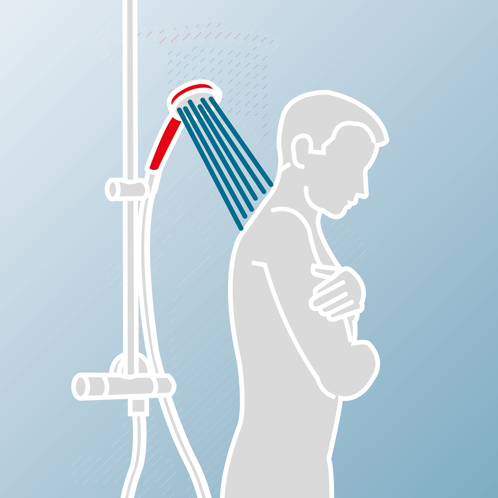 Duschmaster Rain II Duschgarnitur Square mit Thermostat + Ablage, weiß