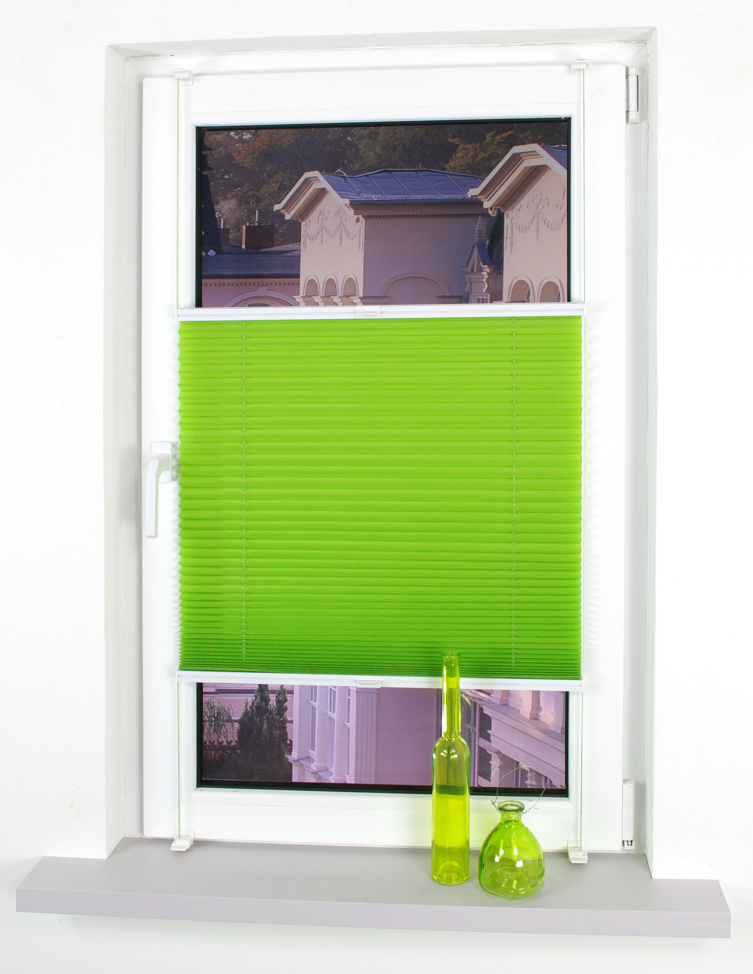 Klemmfix-Plissee verspannt - Größe: 80x150cm | Farbe: apfelgrün -  Leitermann | LEITERMANN