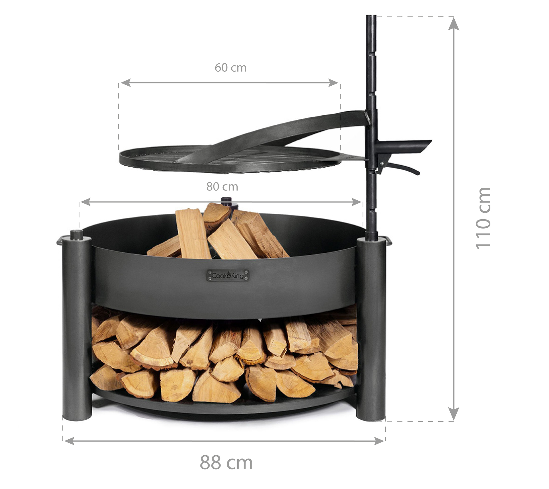 Feuerschale Montana X, inkl. Holzlager & Zubehör