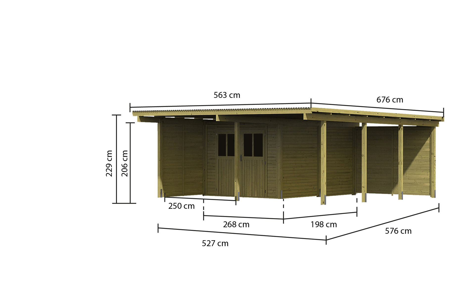 Doppelcarport Eco 2, 5,63x6,76x2,29m
