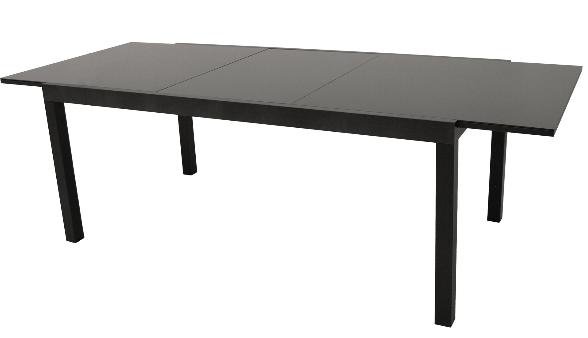 Ausziehtisch 200/300x110cm, Aluminium anthrazit + Glas schwarz bei leitermann.de günstig kaufen Ausziehtisch 200/300x110cm, Aluminium anthrazit + Glas schwarz