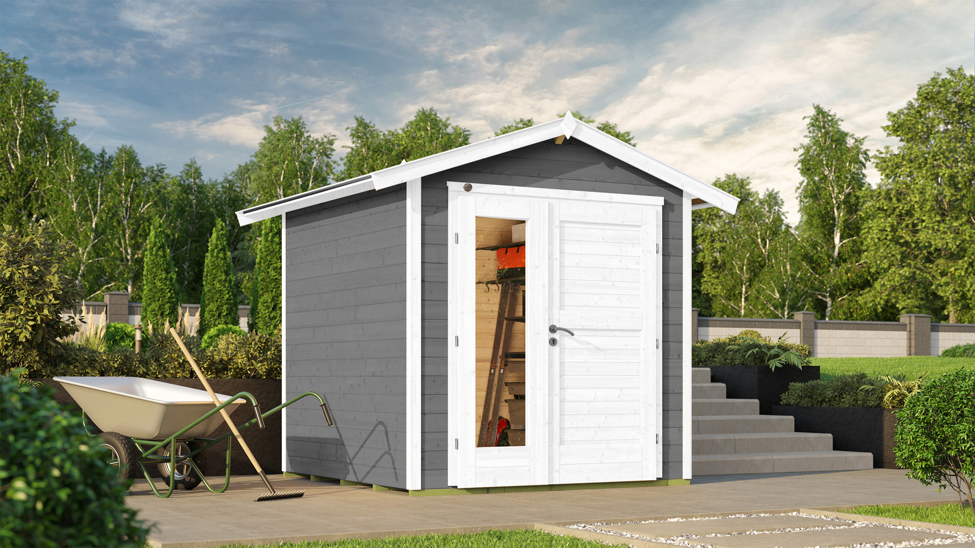 Gartenhaus 224 A 21 mm, Design-Doppeltür