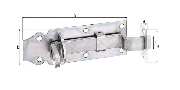 Schlossriegel m.flachem Griff gekröpft m.Schließblech