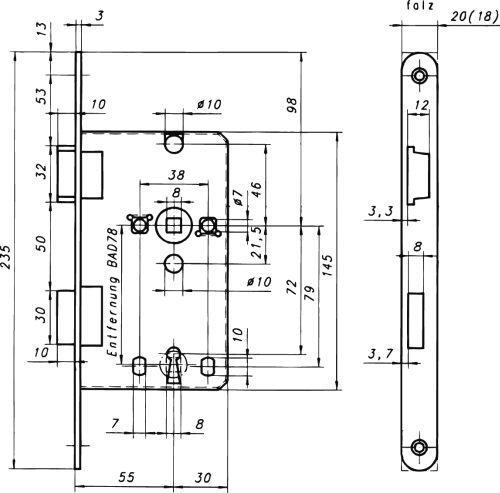 Einsteckschloss Innentüren 55/72BB18 rund silber Links bei leitermann.de günstig kaufen Einsteckschloss Innentüren 55/72BB18 rund silber Links