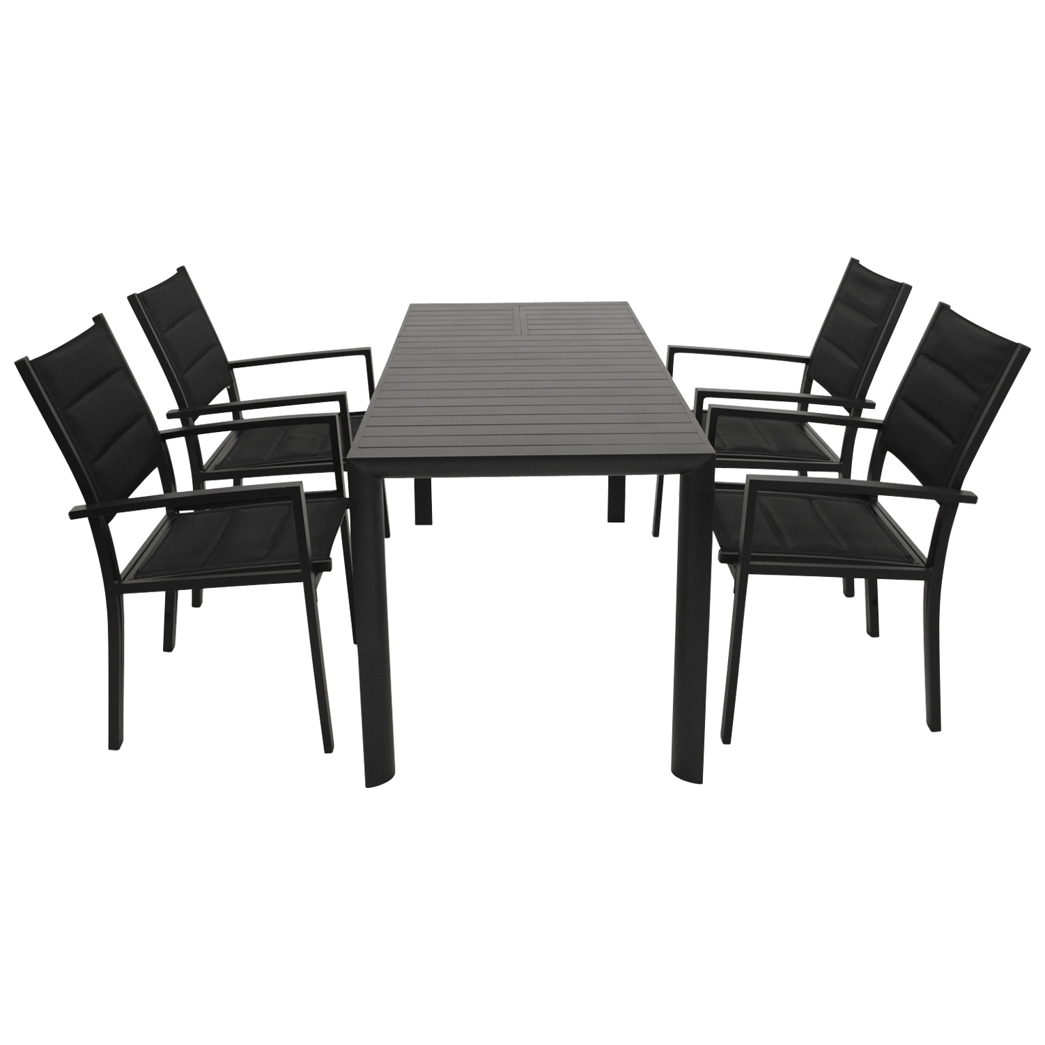 Garnitur 5-teilig, Aluminium, Kunstgewebe schwarz