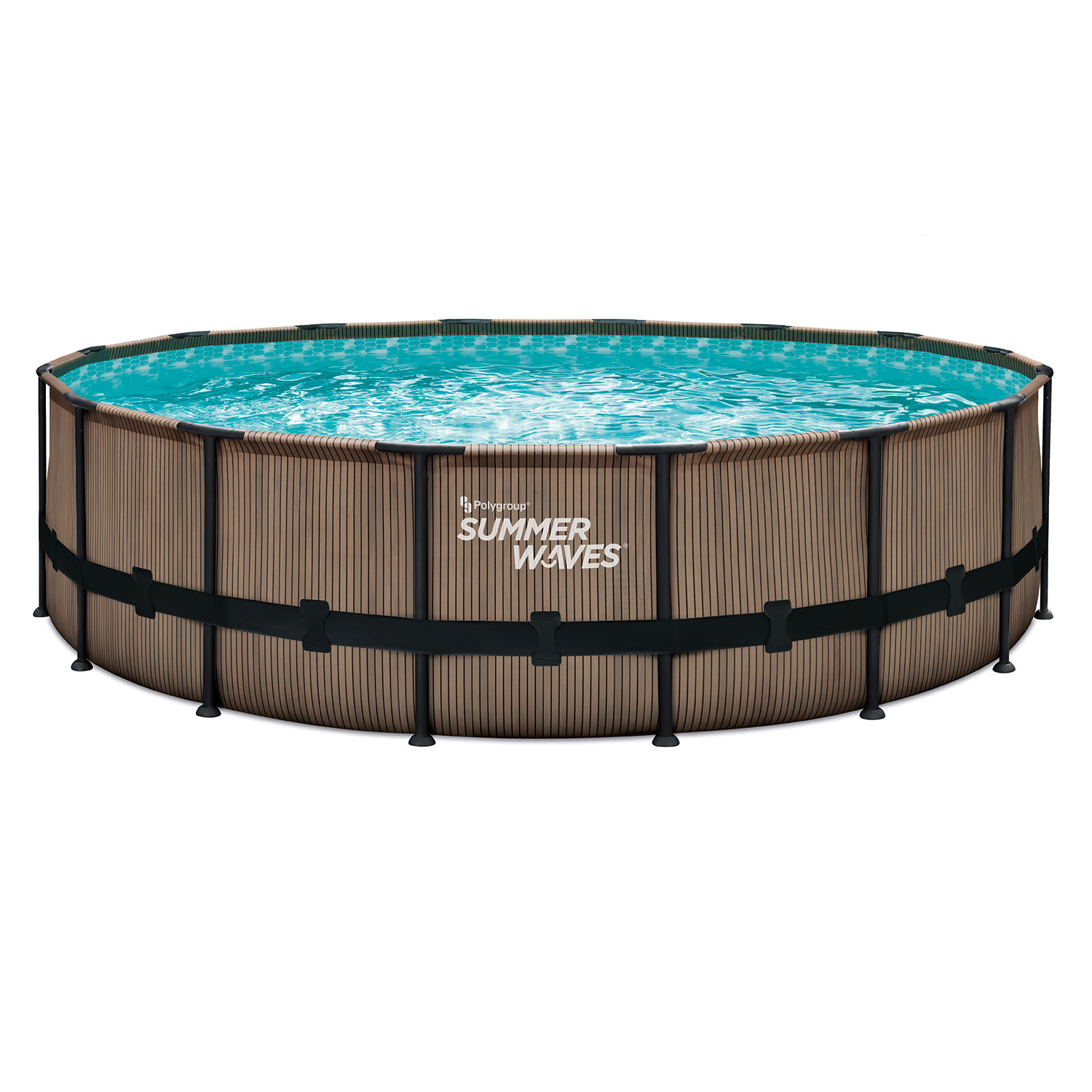 Summer Waves Elite Pool rund - Größe: Ø488 x 122cm | Farbe: teak-Optik -  Leitermann | LEITERMANN