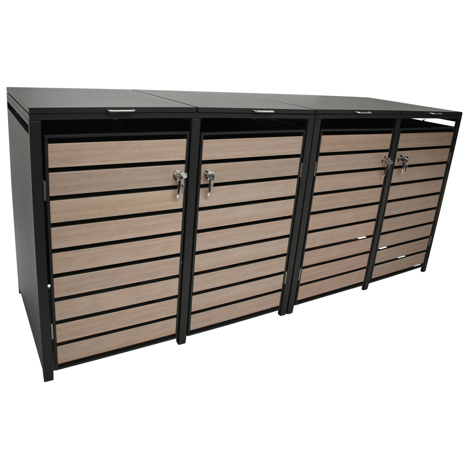 Mülltonnenbox 3-er, Stahl verzinkt