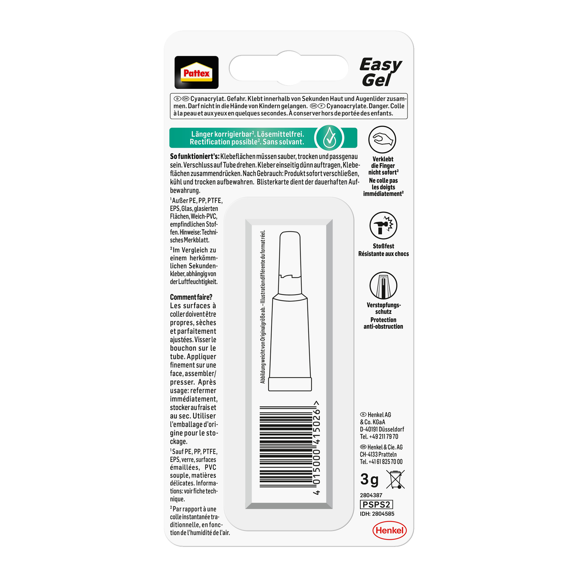 Pattex Sekundenkleber Gel Power Easy bei leitermann.de günstig kaufen Pattex Sekundenkleber Gel Power Easy