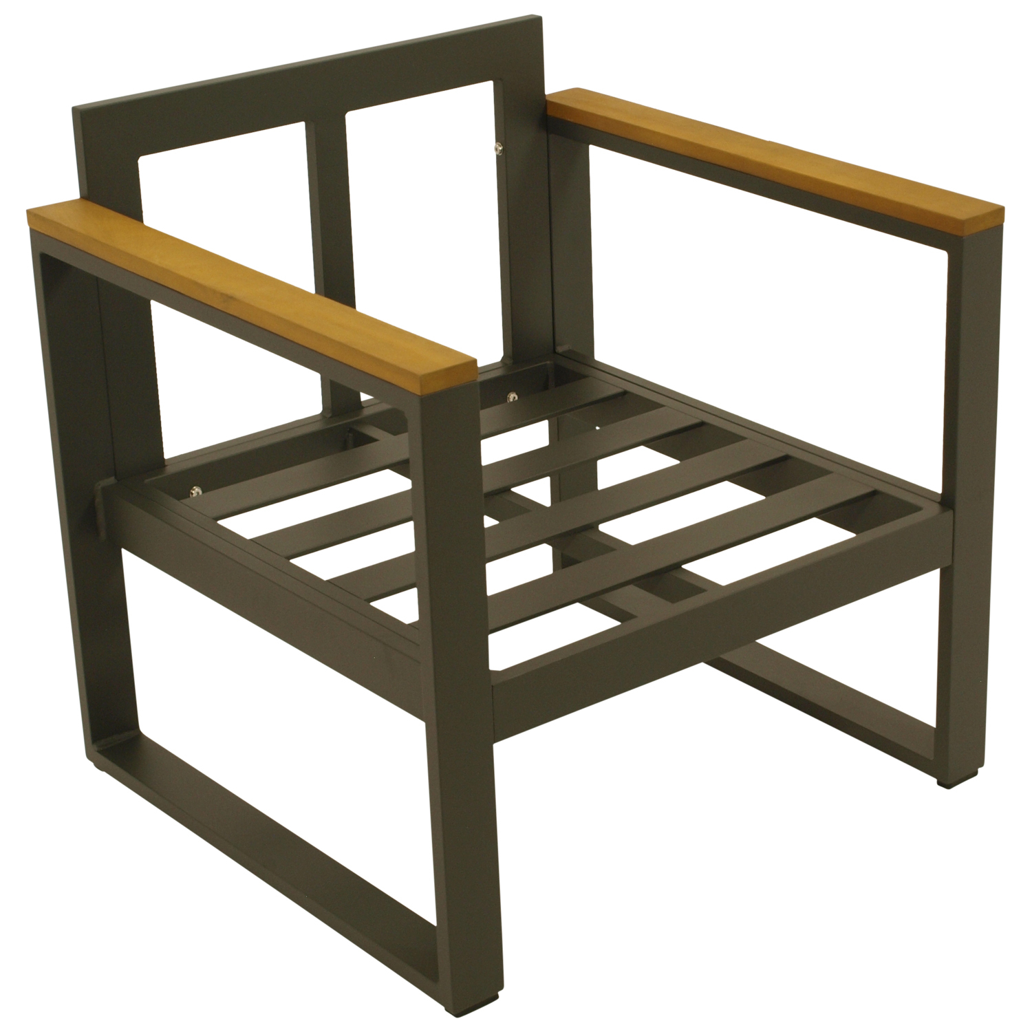 Diningsessel Aluminium anthrazit + Akazie, Polster grau