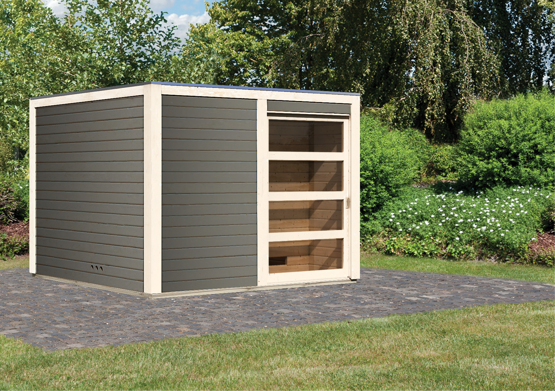 Saunahaus Kandau 276x276x210cm mit Zubehör-Set