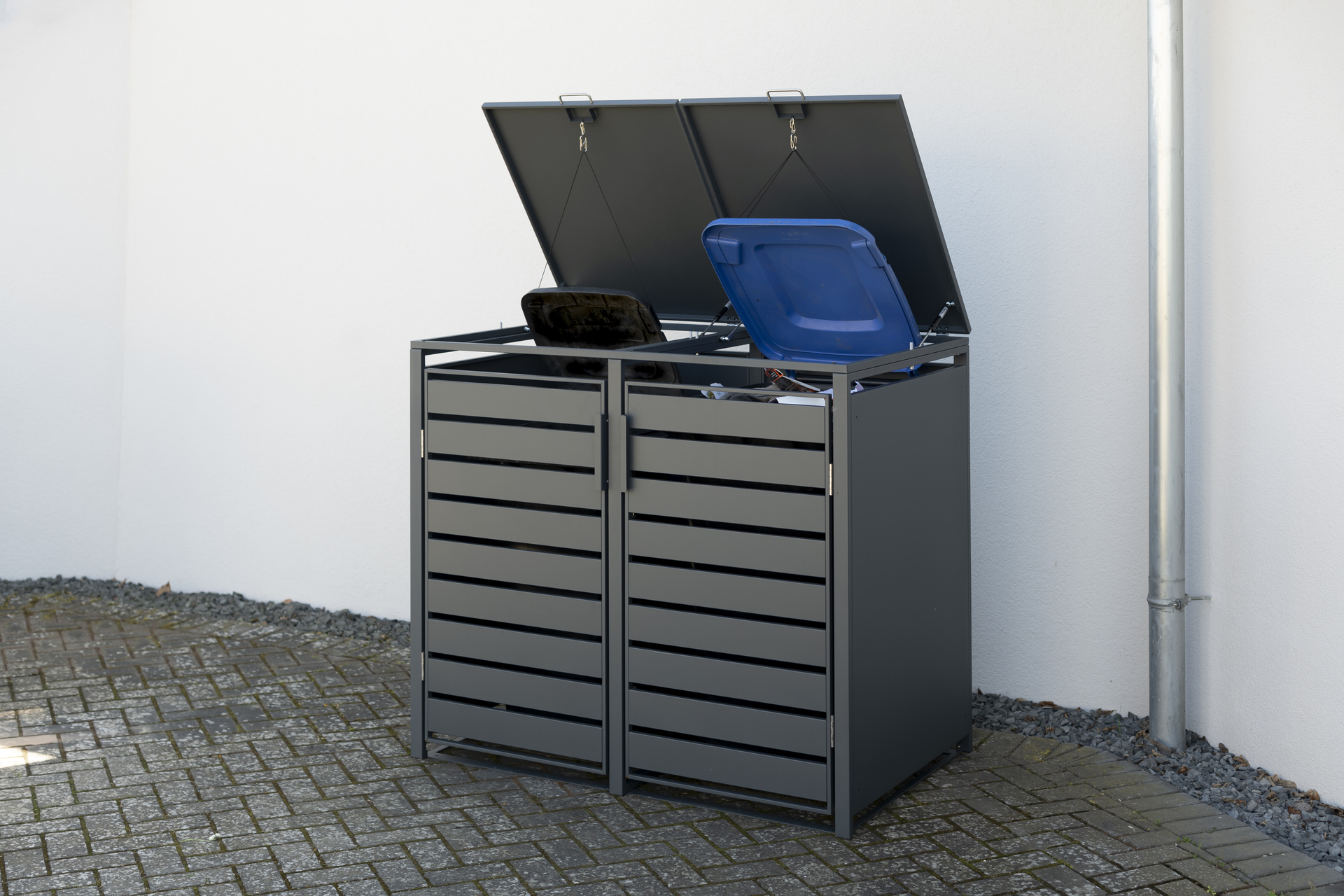 Mülltonnenbox mit Deckel, Anthrazit