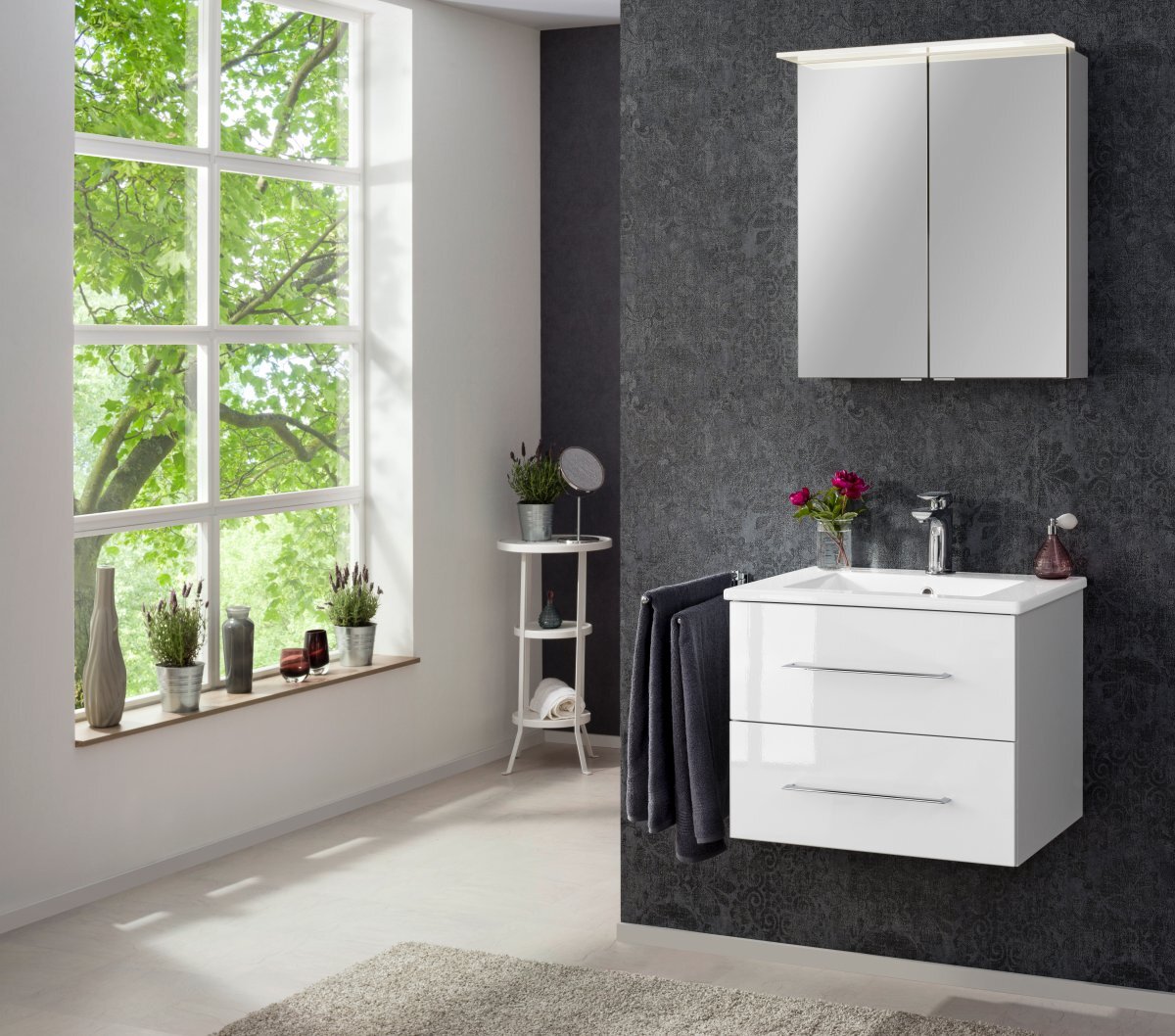 Badezimmerschrank Wandspiegelschrank Einzel Spiegel Tür Schrank Weiß Holz