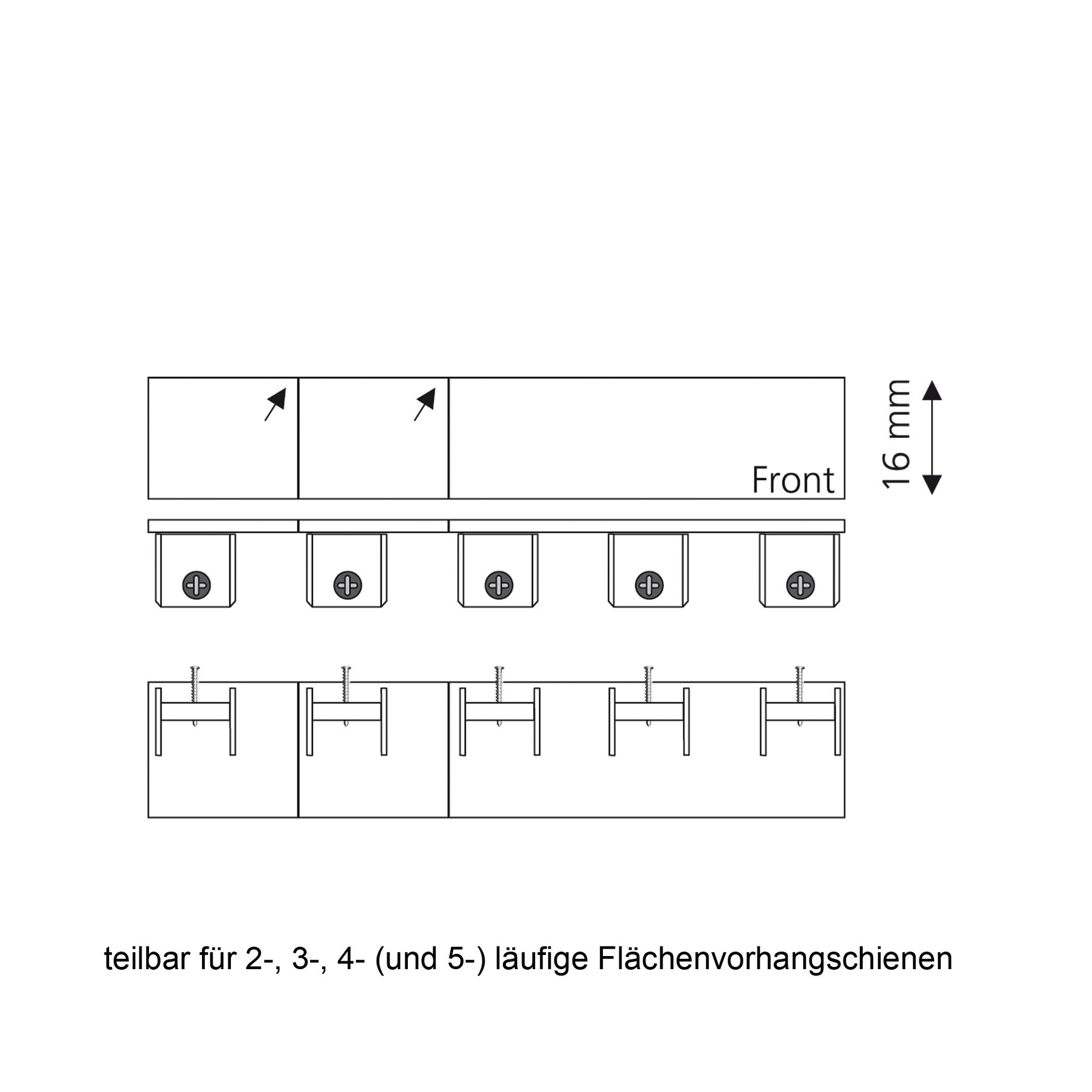 Endkappe für Flächenvorhangschiene 3-5-läufig Schiebevorhang