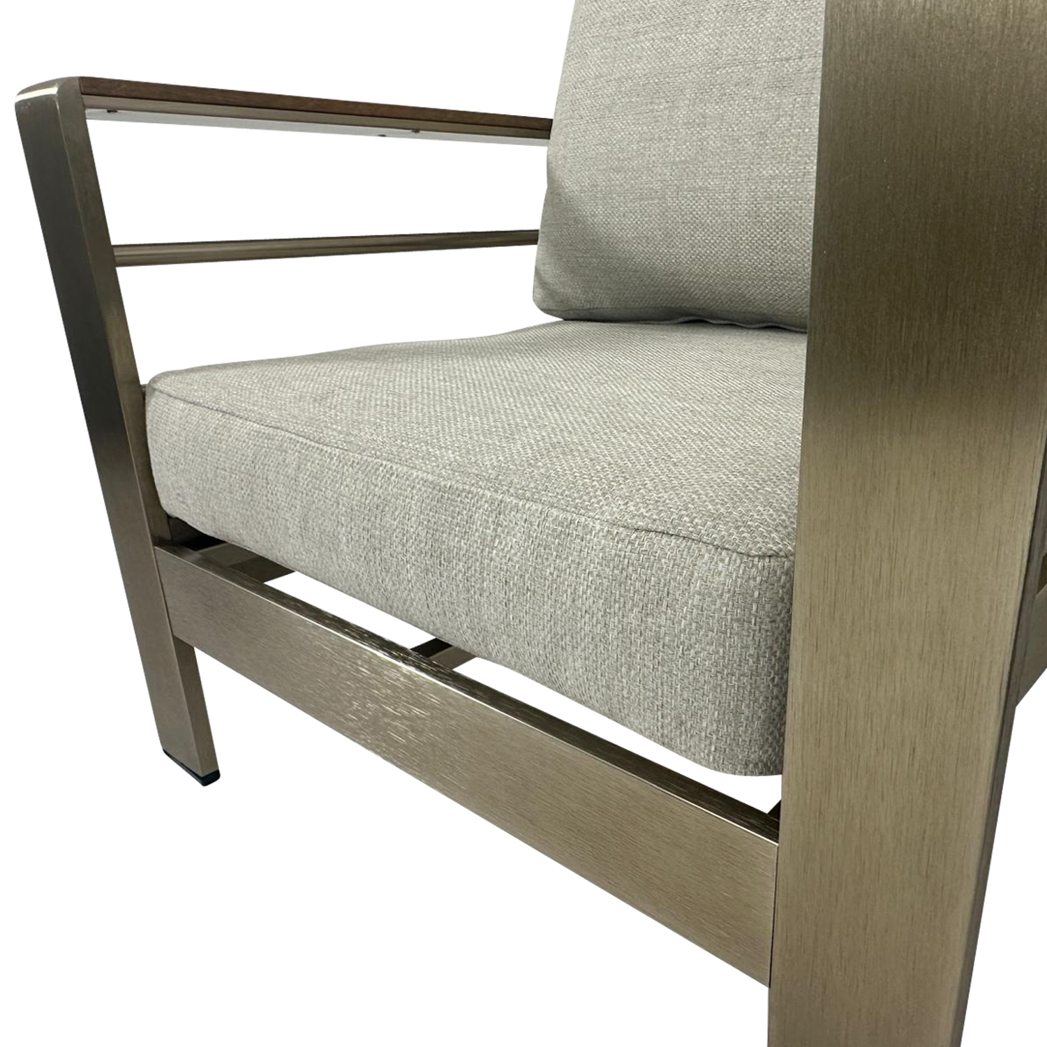 Lounge-Set 4-teilig aus gebürstetem Aluminium, Polster grau, Kunstholz dunkelgrau