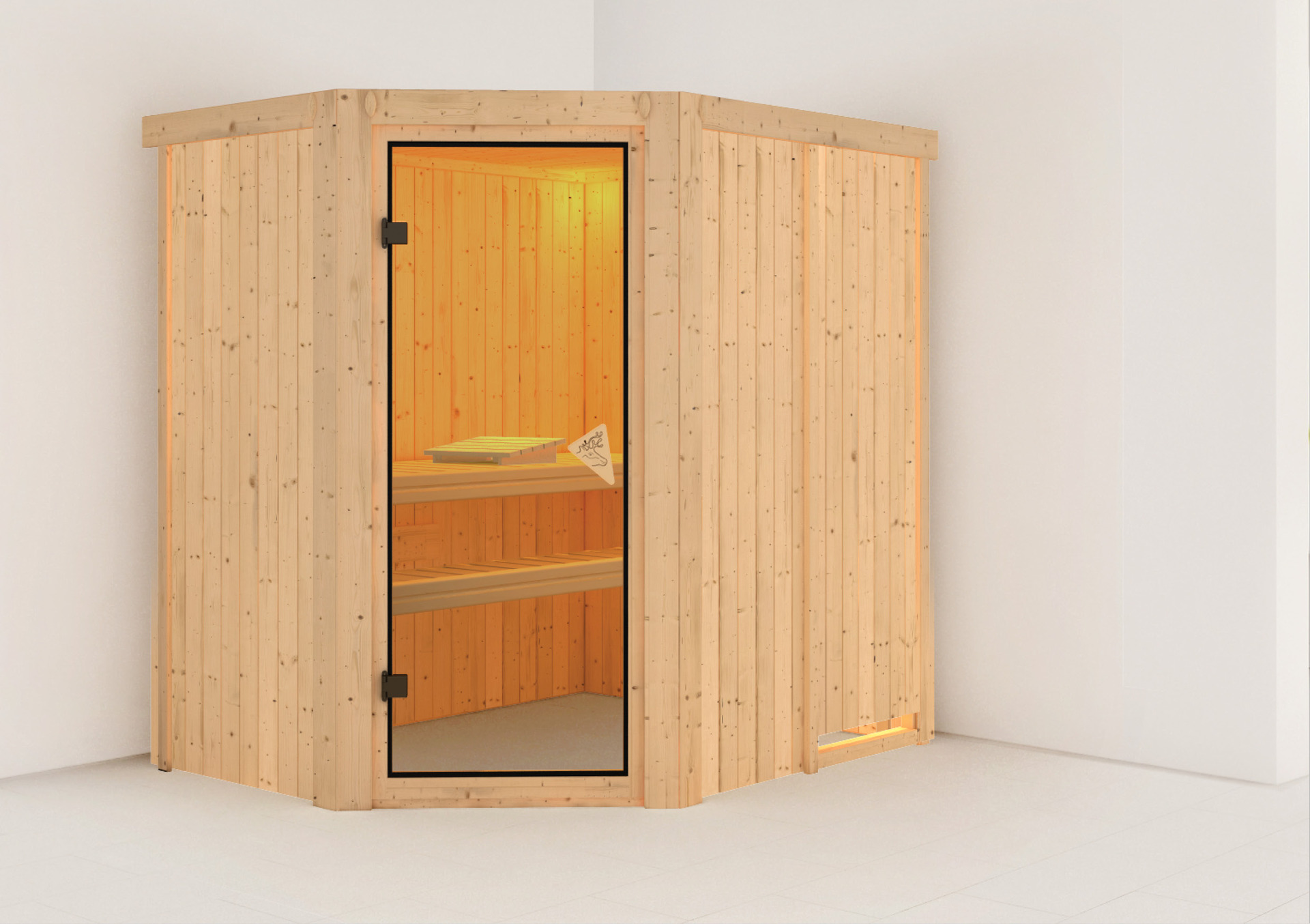 Sauna Wenden mit Zubehör-Set, 196x151x198cm, Eckeinstieg