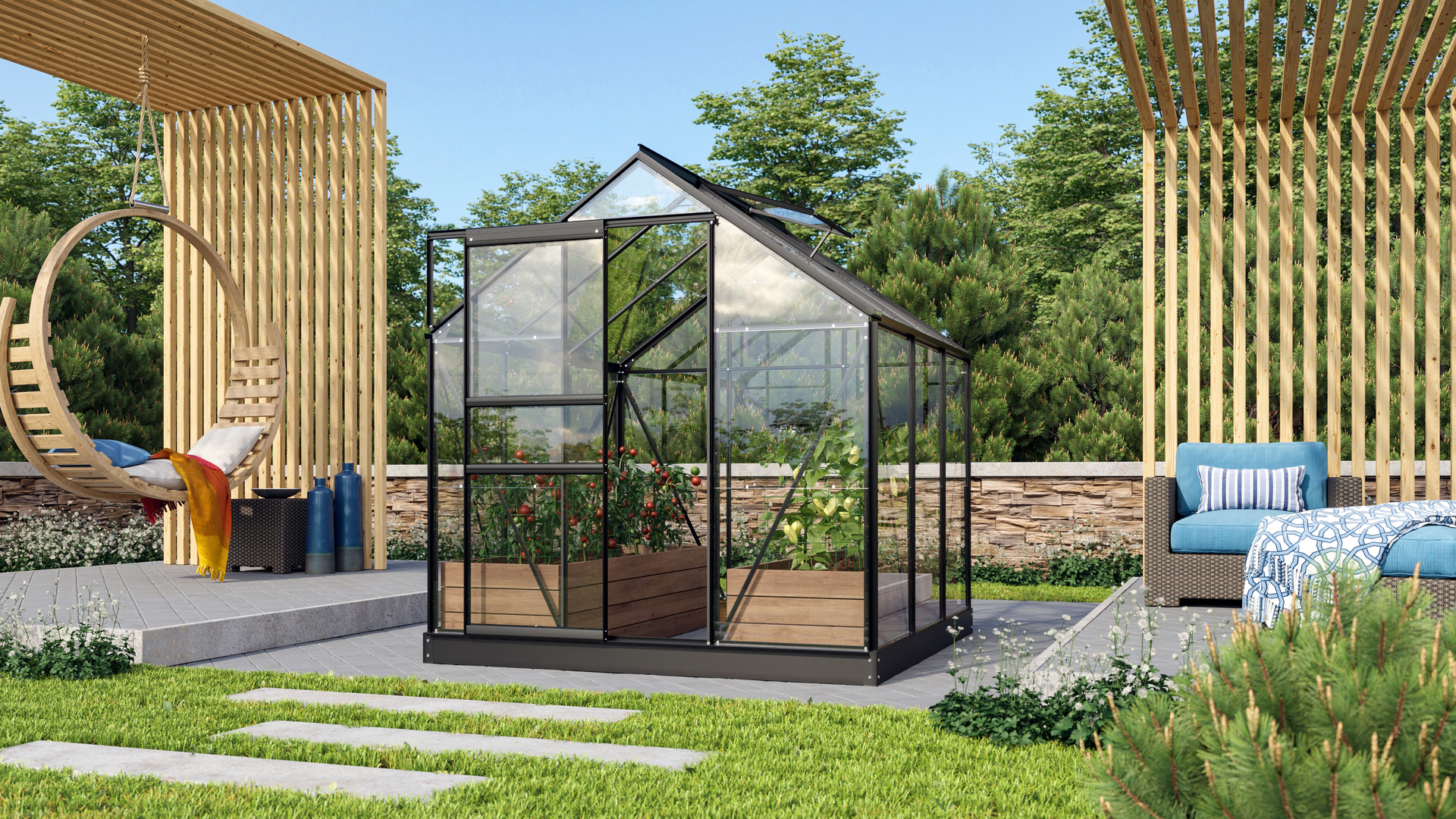 Gewächshaus Venus 3800, anthrazit bei leitermann.de günstig kaufen Gewächshaus Venus 3800, anthrazit