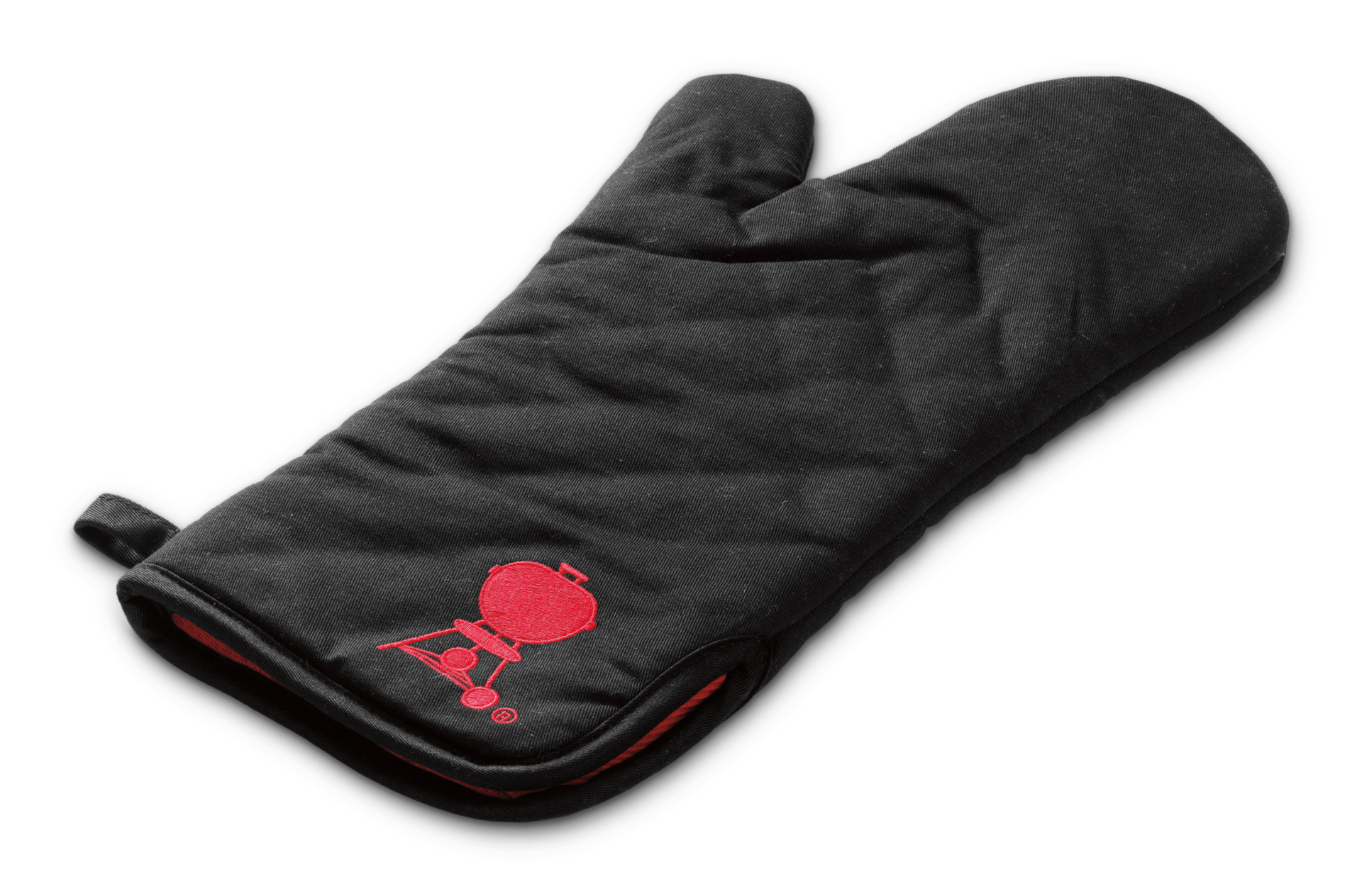Grillhandschuh schwarz mit rotem Kettle