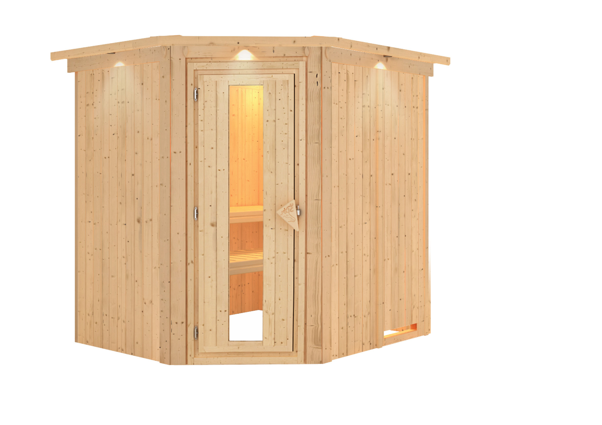 Sauna Talsen mit Zubehör-Set, 196x170x198 cm, Eckeinstieg