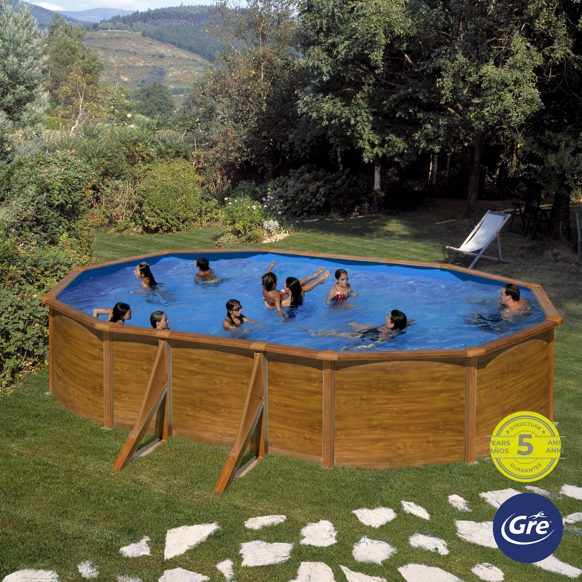 Stahlwand-Pool PACIFIC Holzdekor