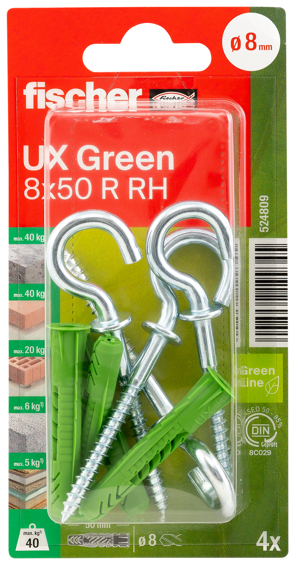 Universaldübel UX Green R RH K, 4 Stück
