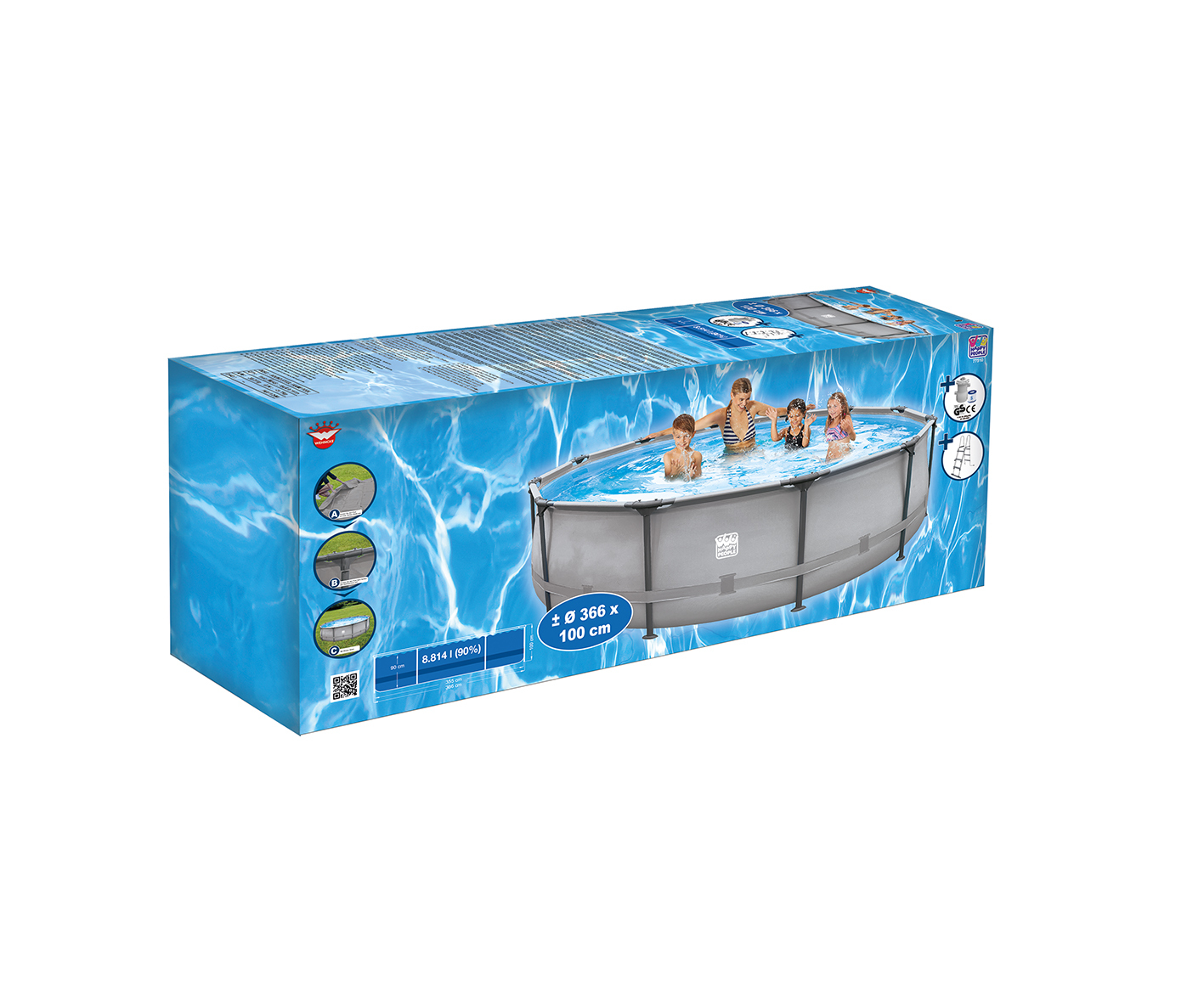 Stahlrahmenpool-Set mit Filterpumpe, grau