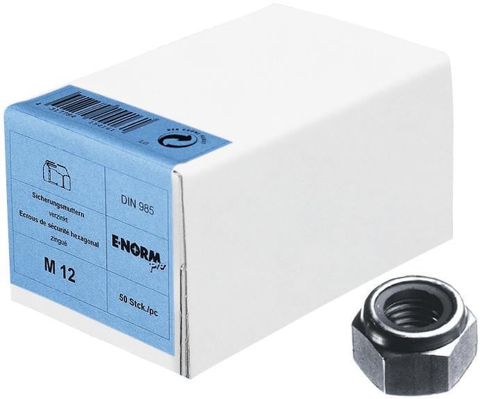 Sicherungsmutter DIN 985 M12 verzinkt Handelsverpackung E-NORMpr