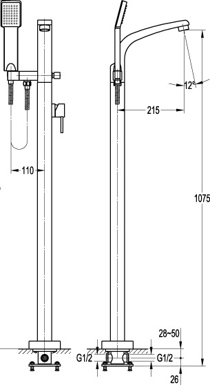 Freistehende Armatur Gila, chrom bei leitermann.de günstig kaufen Freistehende Armatur Gila, chrom