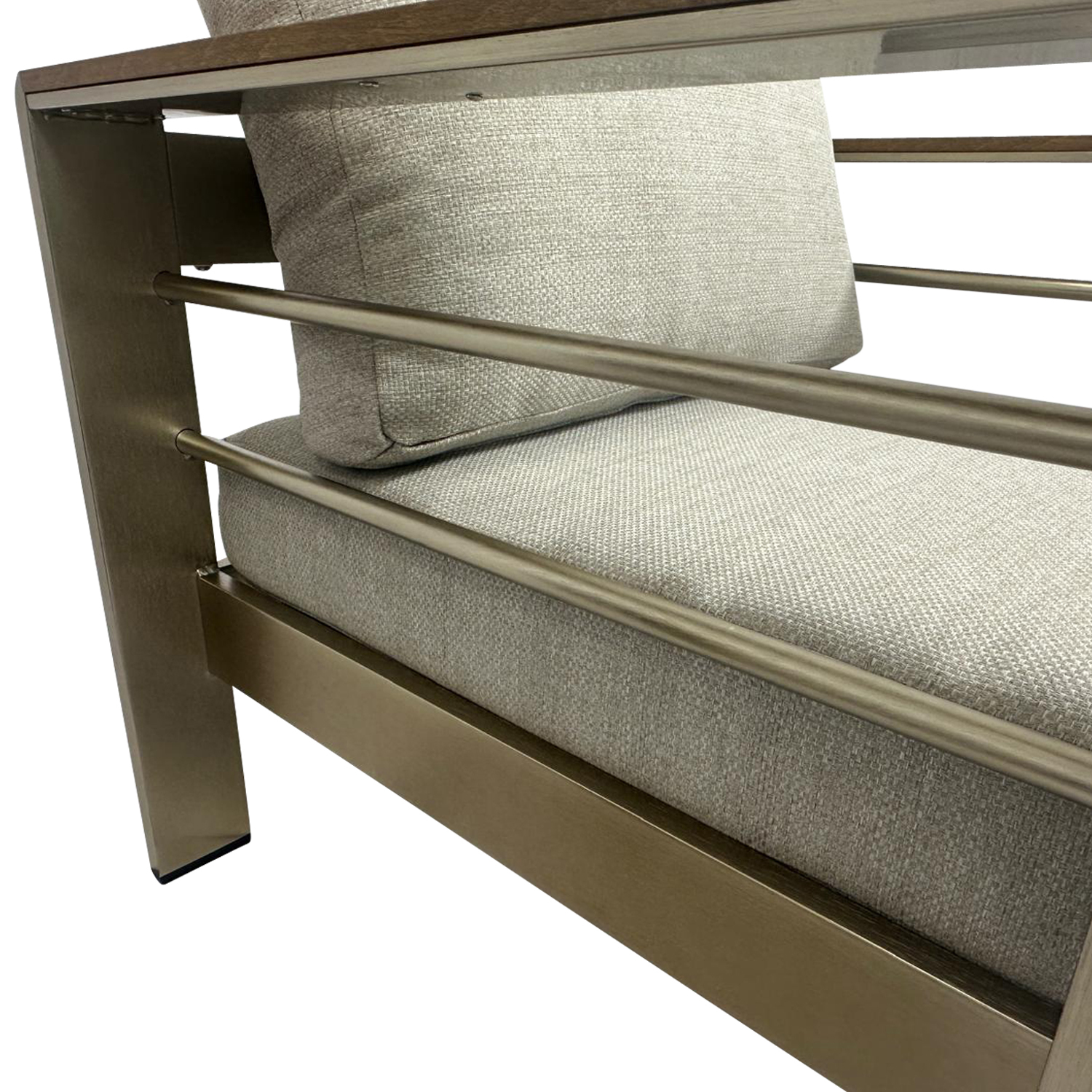 Lounge-Set 4-teilig aus gebürstetem Aluminium, Polster grau, Kunstholz dunkelgrau