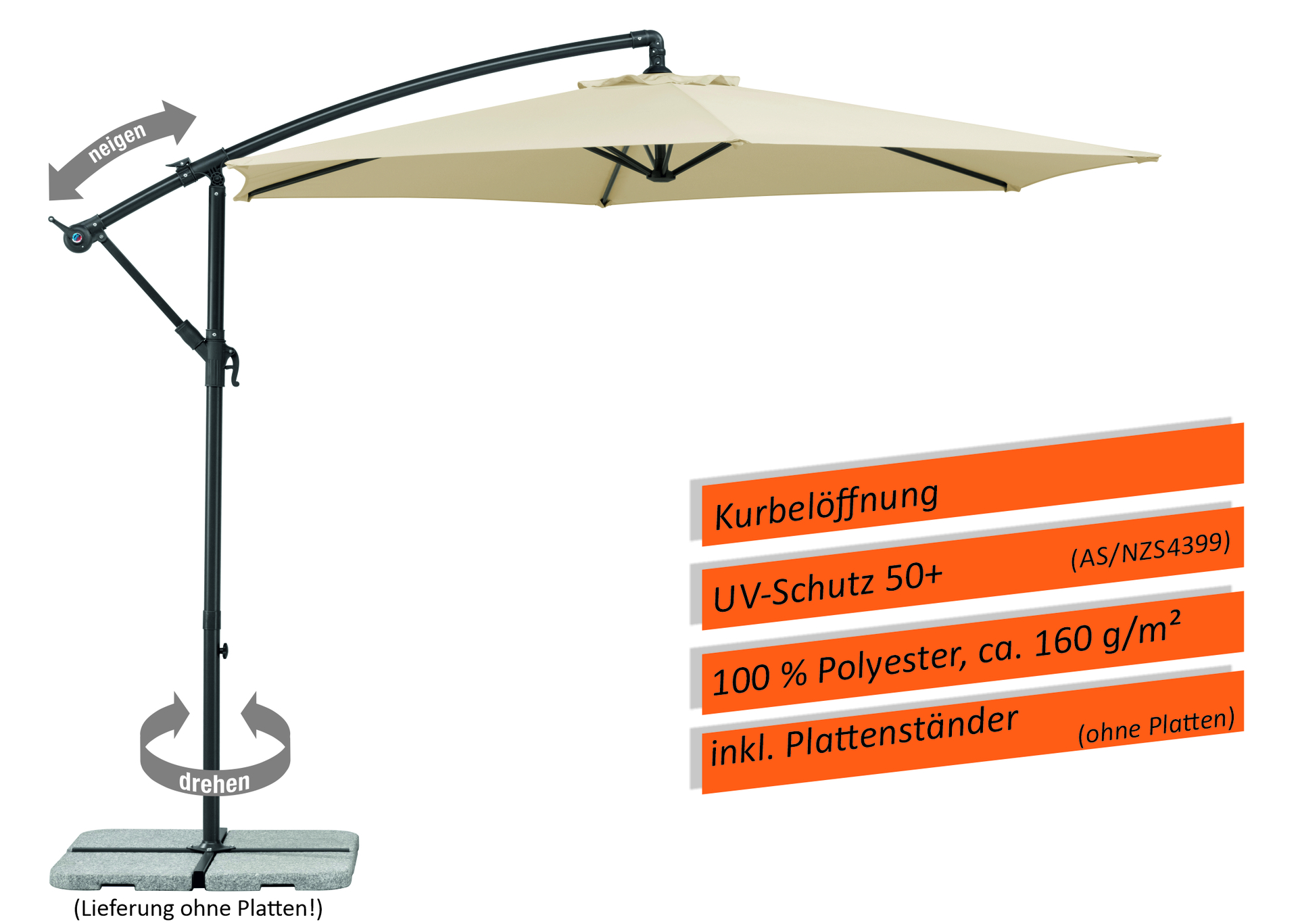 Ampelschirm Venus 300/6cm bei leitermann.de günstig kaufen Ampelschirm Venus 300/6cm