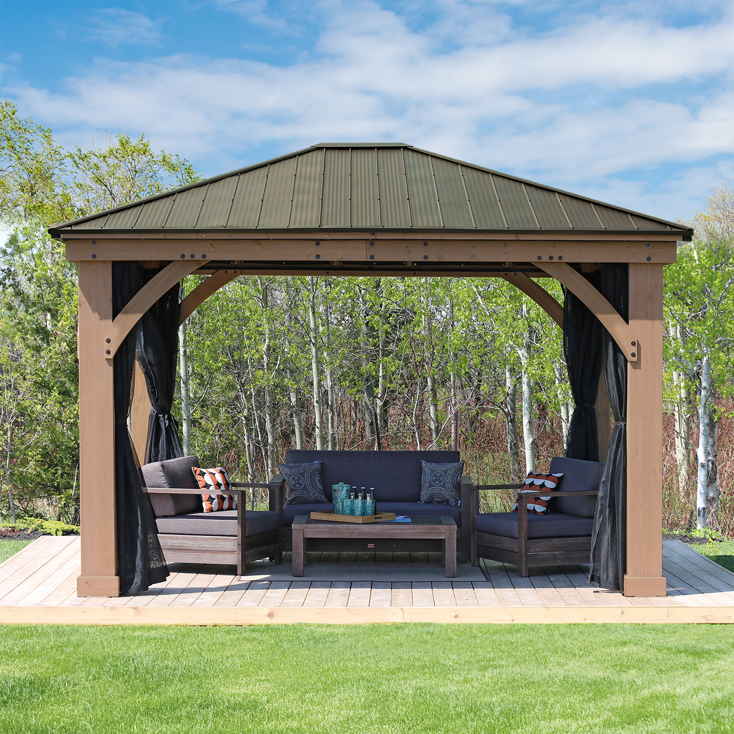 Moskitonetz Holzpavillon