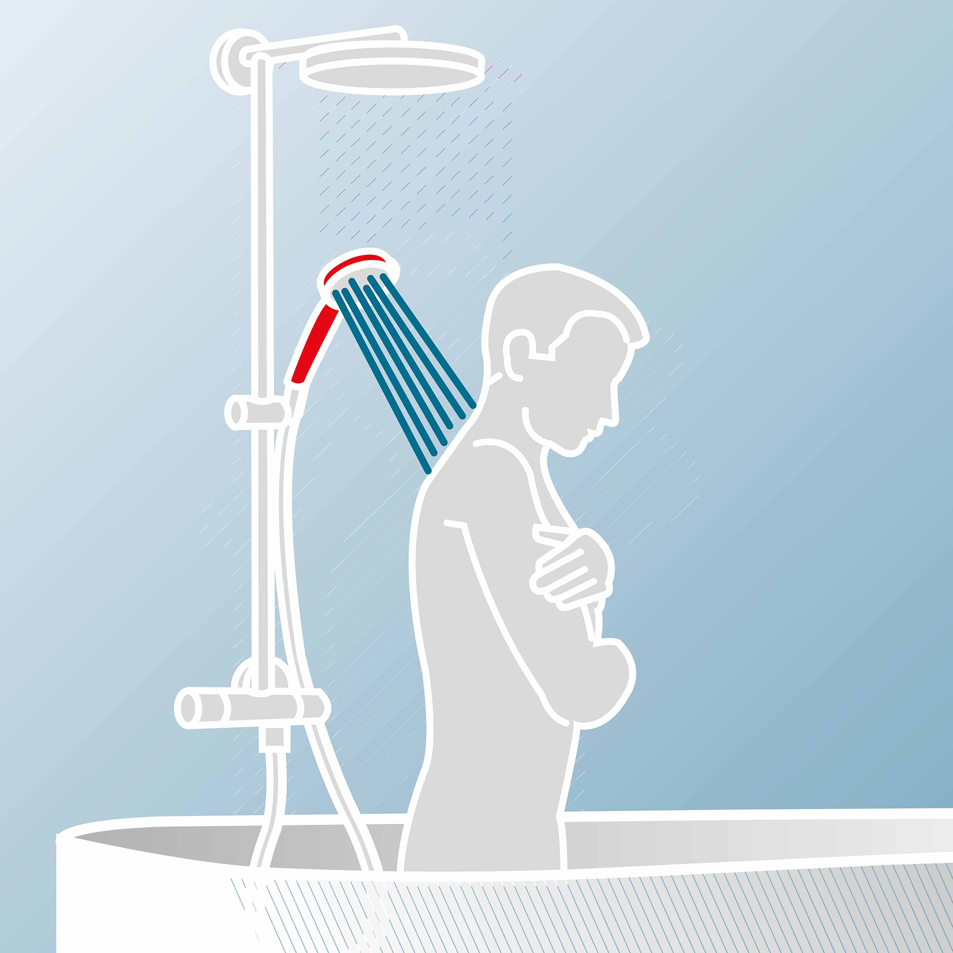 Duschmaster Rain II Duschgarnitur Square mit Umsteller, weiß