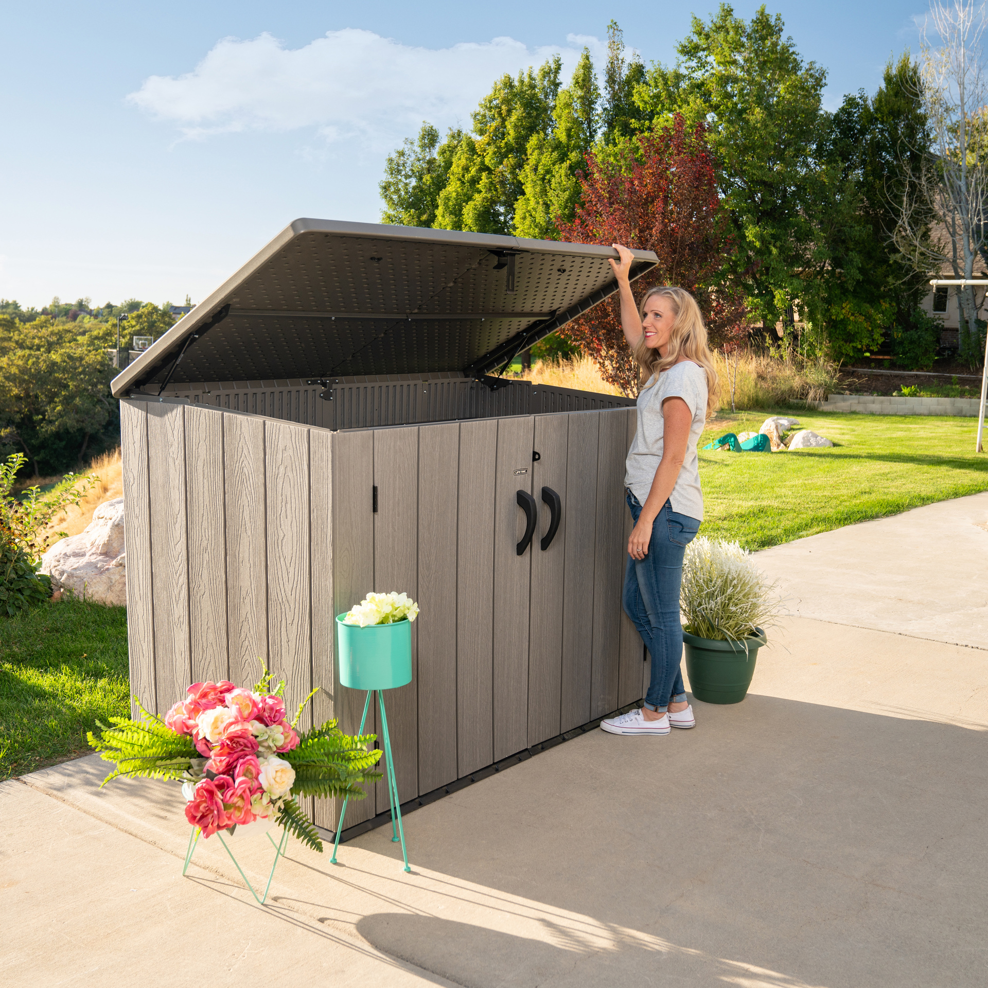 Mülltonnenbox grau/braun bei leitermann.de günstig kaufen Mülltonnenbox grau/braun