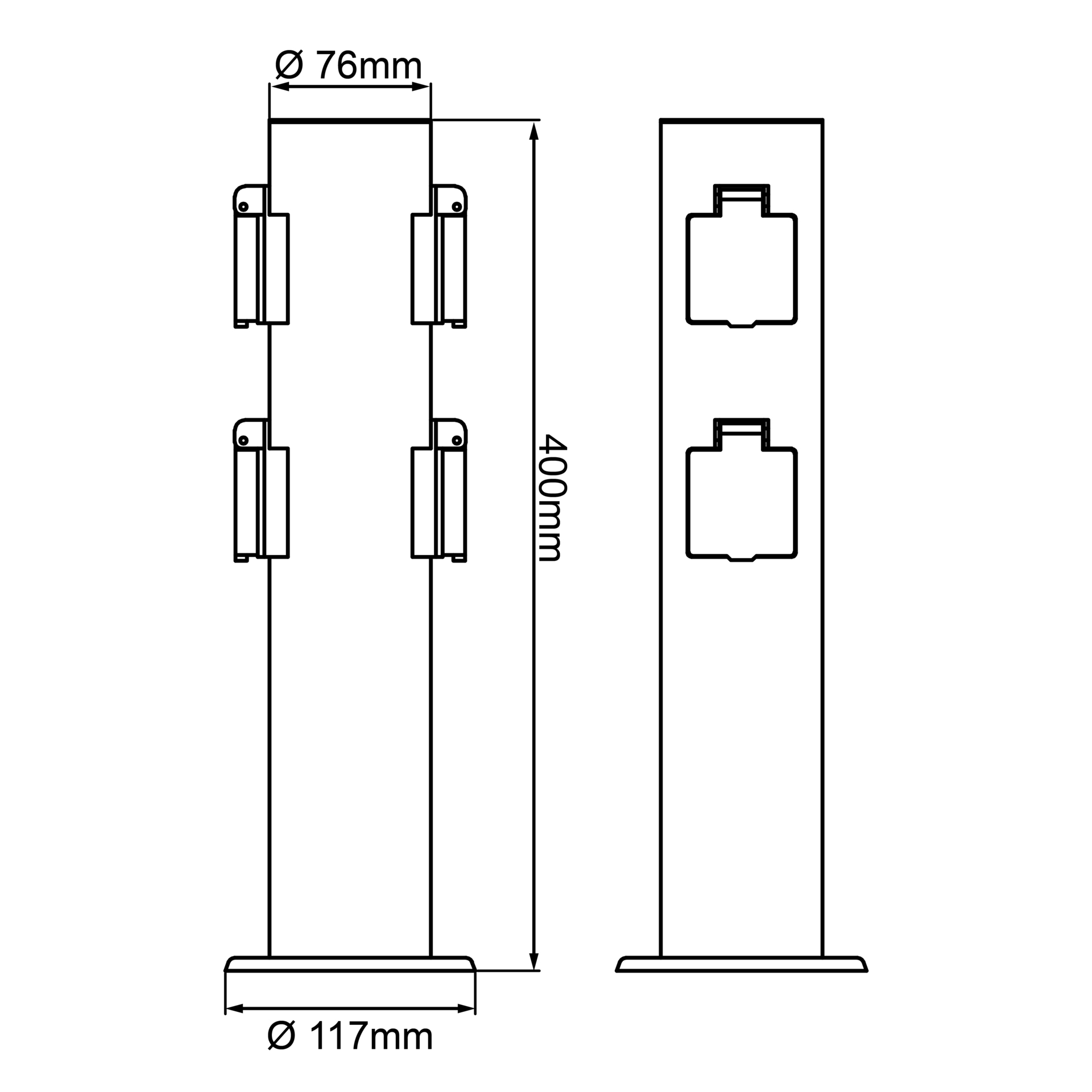 Dody Außensteckdosen-Sockel schwarz, 4 Dosen